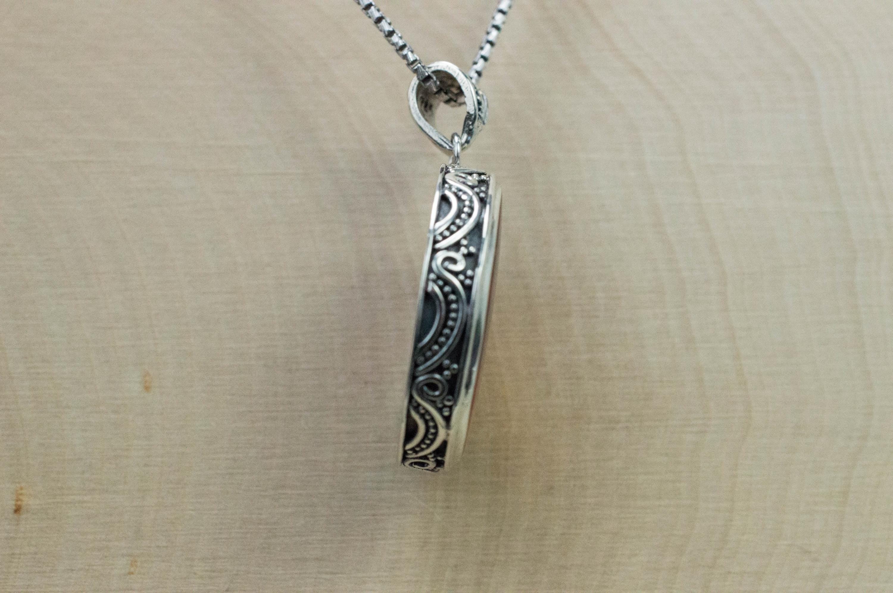 Plume Agate Pendant; Natural Untreated Texas Plume Agate; 24mm - Mark Oliver Gems