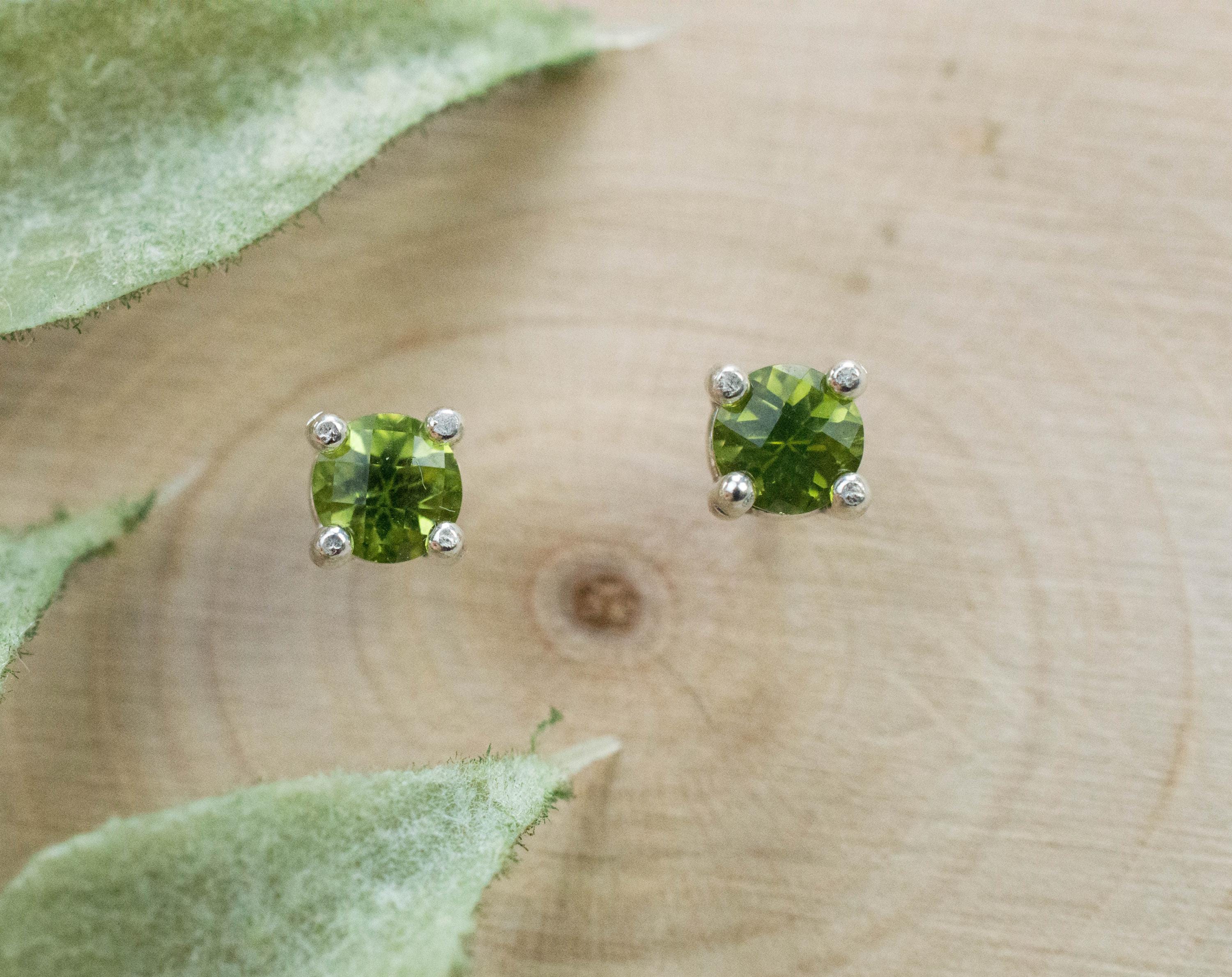 Peridot Earrings; Natural Untreated Arizona Peridot; 0.480cts - Mark Oliver Gems