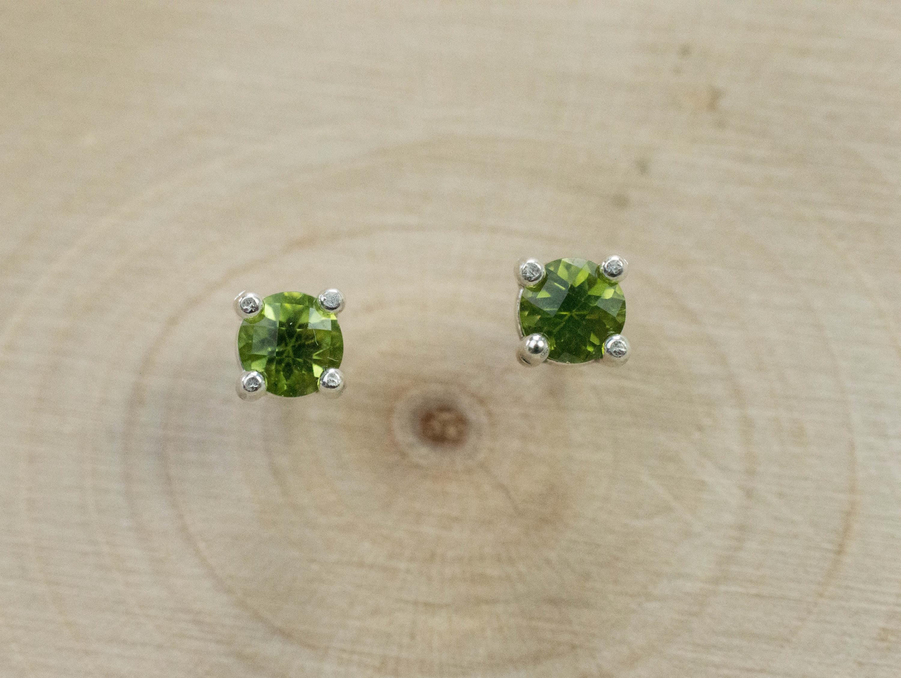Peridot Earrings; Natural Untreated Arizona Peridot; 0.480cts - Mark Oliver Gems