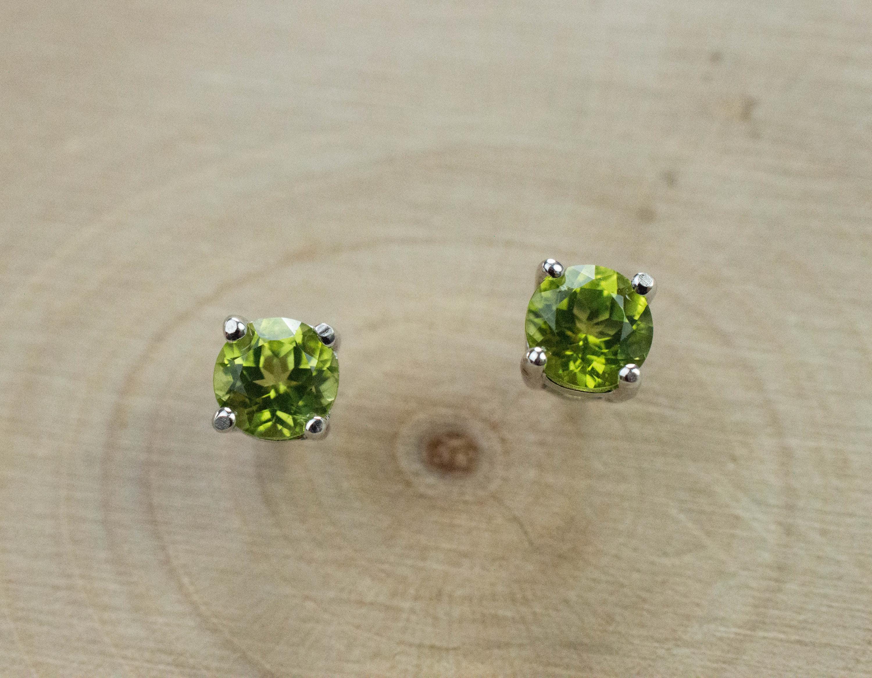 Peridot Earrings; Natural Untreated Arizona Peridot; 0.570cts - Mark Oliver Gems