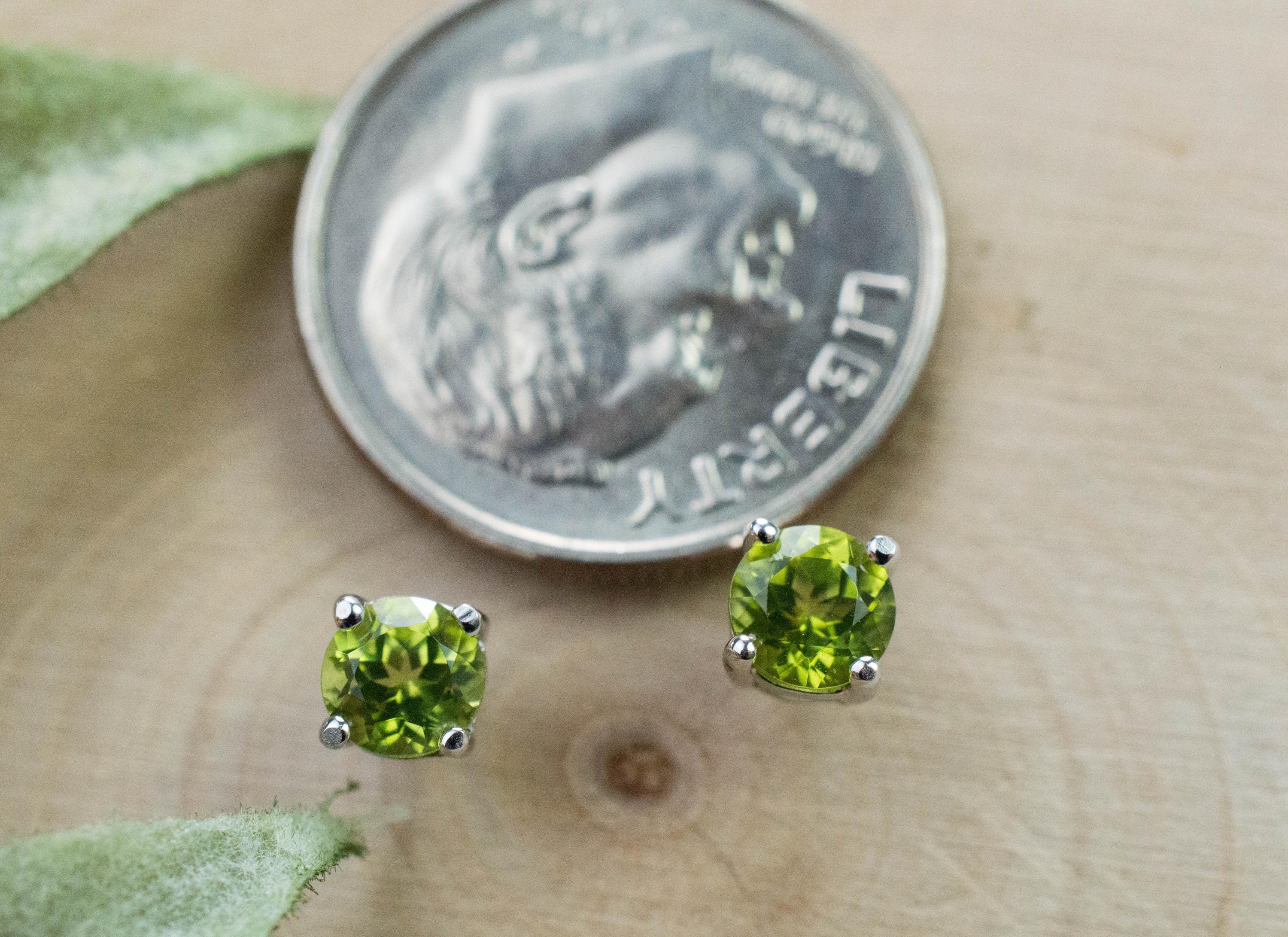 Peridot Earrings; Natural Untreated Arizona Peridot; 0.570cts - Mark Oliver Gems