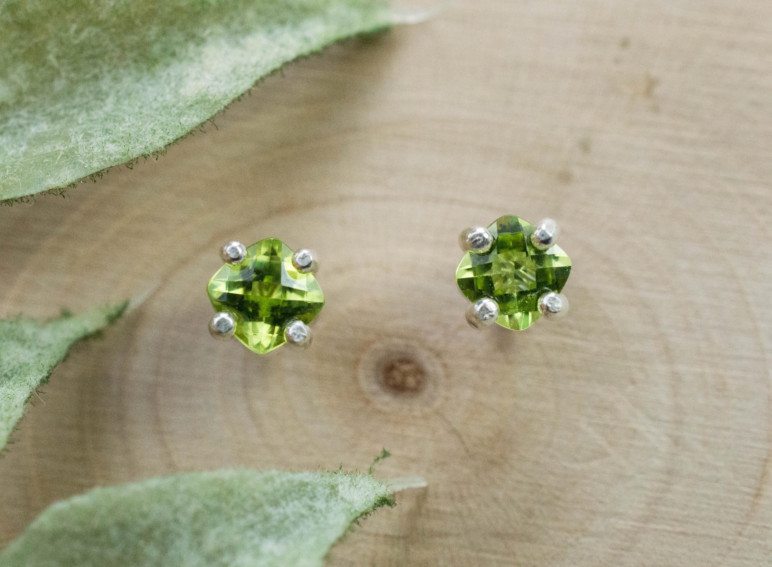 Peridot Earrings; Natural Untreated Arizona Peridot; 0.610cts - Mark Oliver Gems