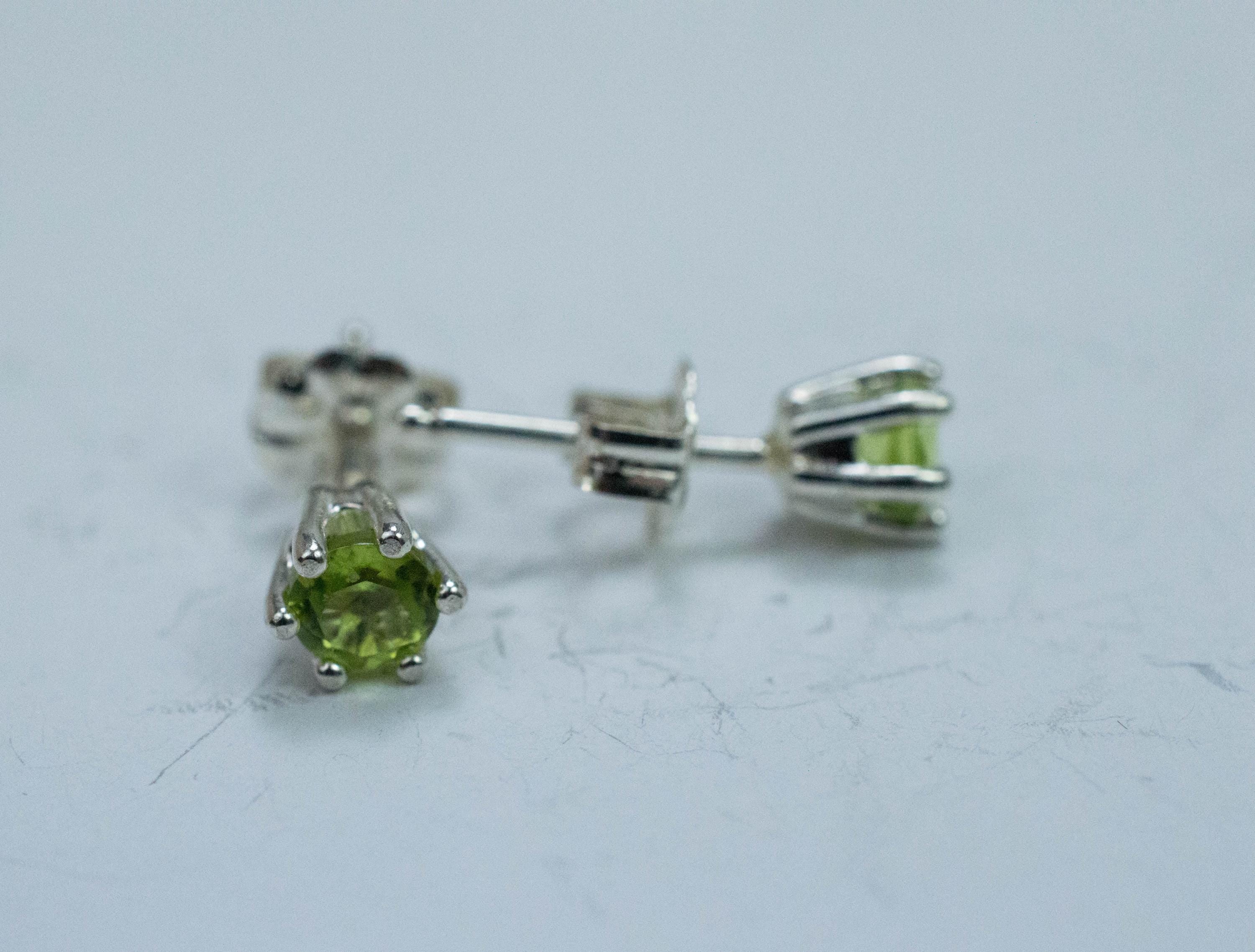 Peridot Earrings; Natural Untreated Arizona Peridot; 0.675cts - Mark Oliver Gems