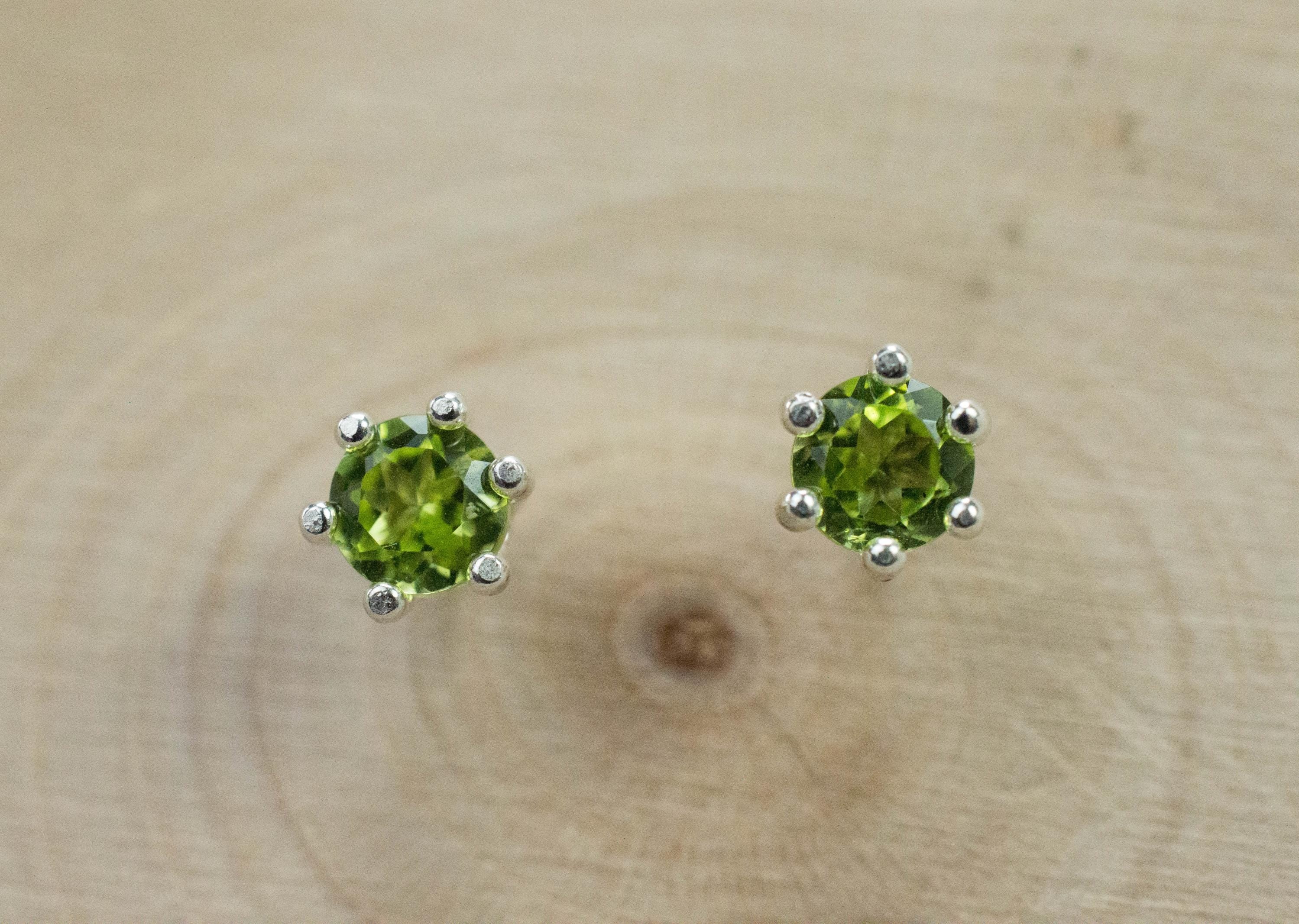 Peridot Earrings; Natural Untreated Arizona Peridot; 0.675cts - Mark Oliver Gems