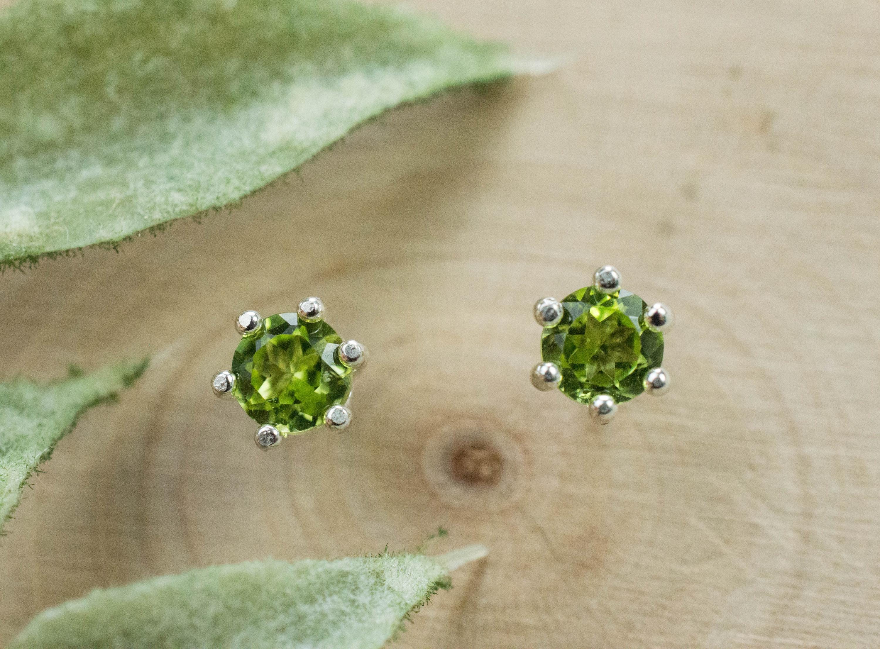 Peridot Earrings; Natural Untreated Arizona Peridot; 0.675cts - Mark Oliver Gems