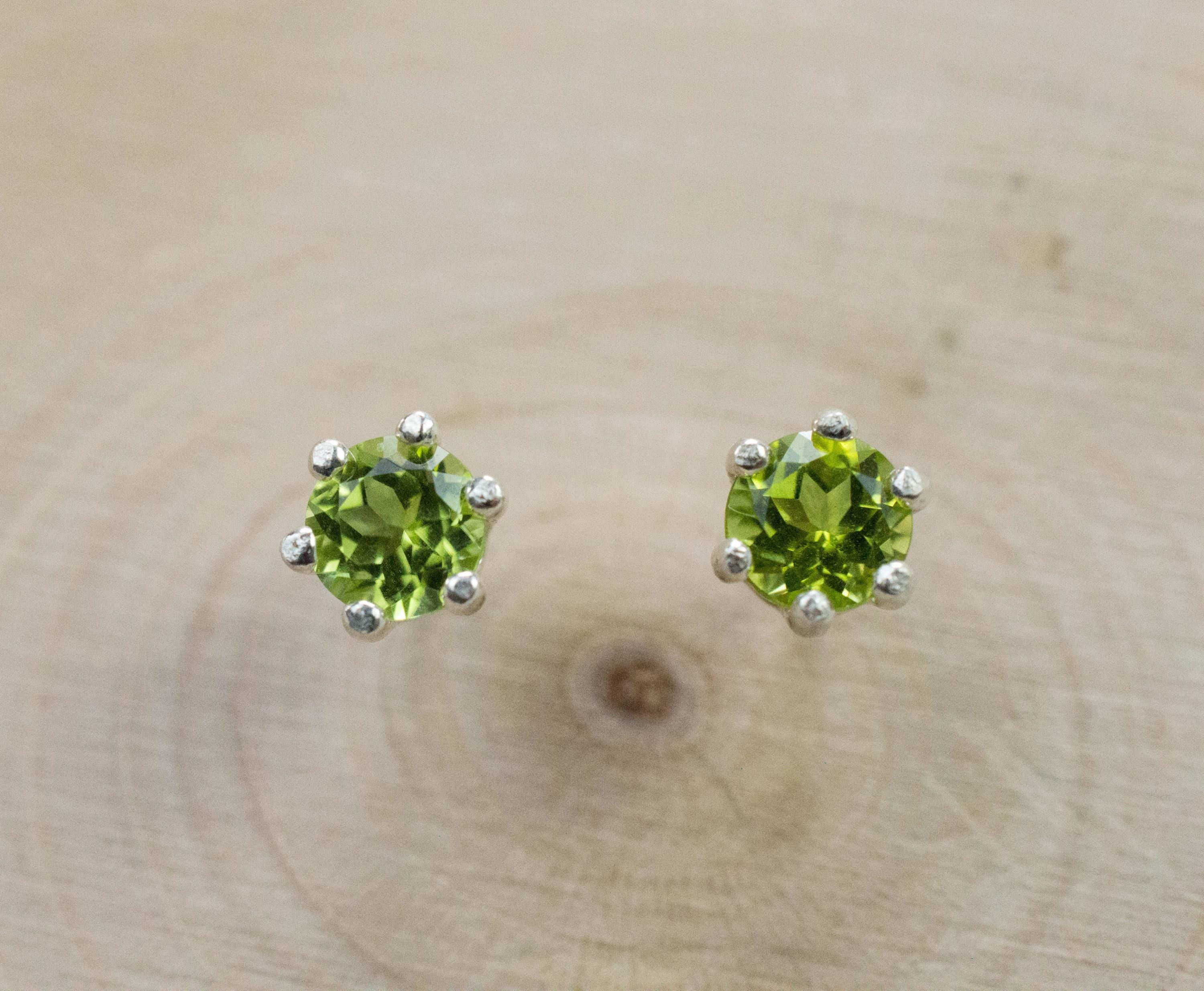 Peridot Earrings; Natural Untreated Arizona Peridot; 0.755cts - Mark Oliver Gems