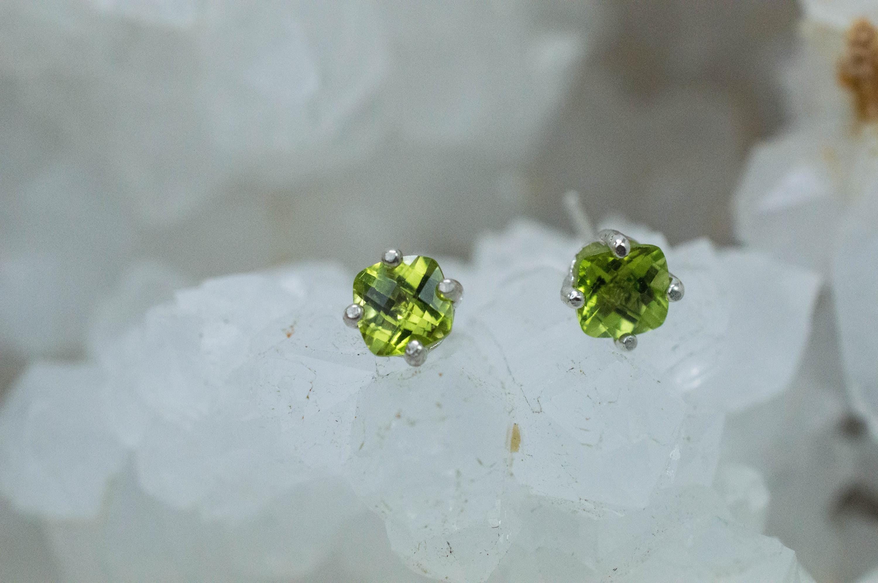 Peridot Earrings; Natural Untreated Arizona Peridot; 0.895cts - Mark Oliver Gems
