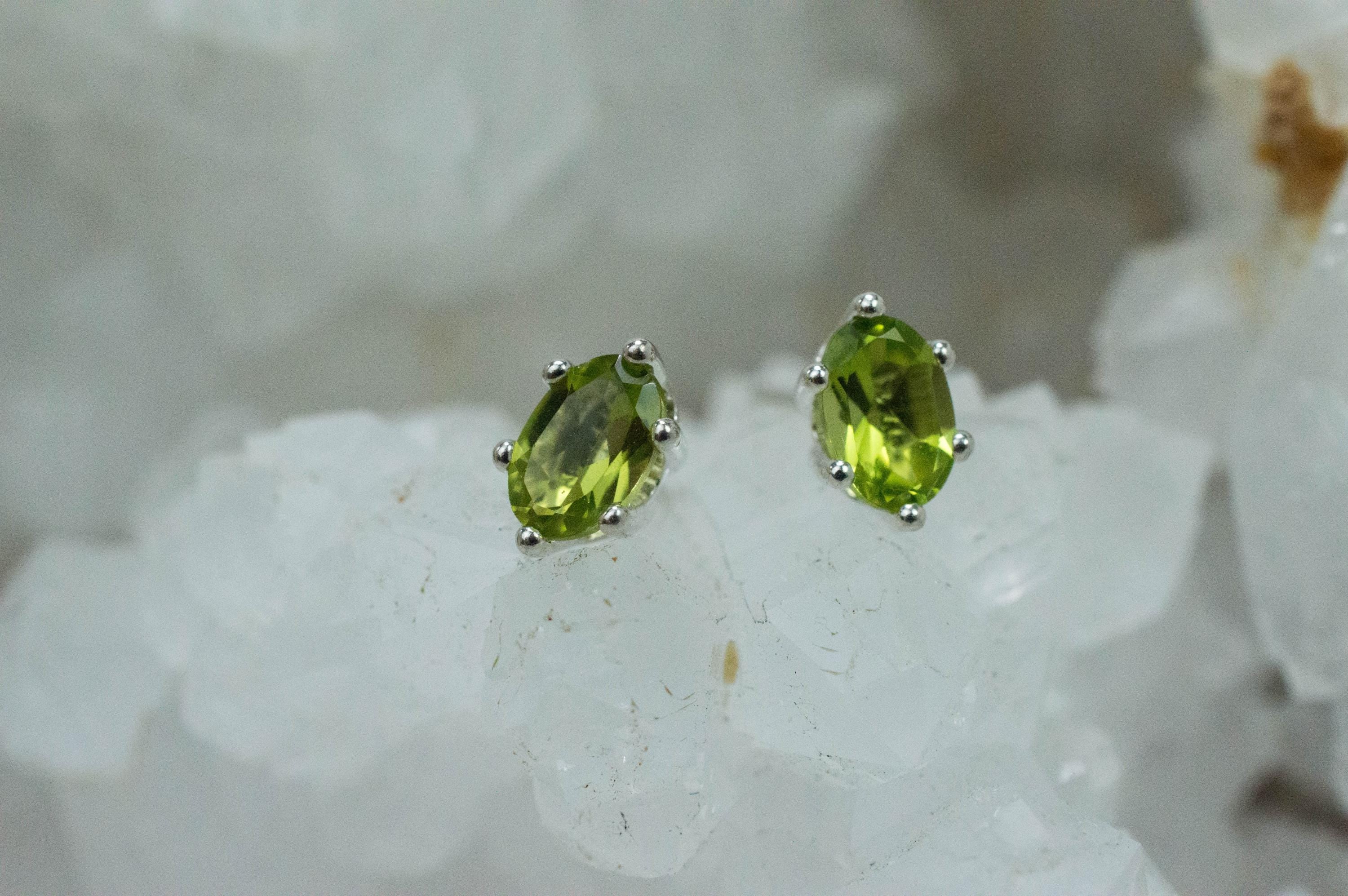 Peridot Earrings; Natural Untreated Arizona Peridot; 0.985cts - Mark Oliver Gems