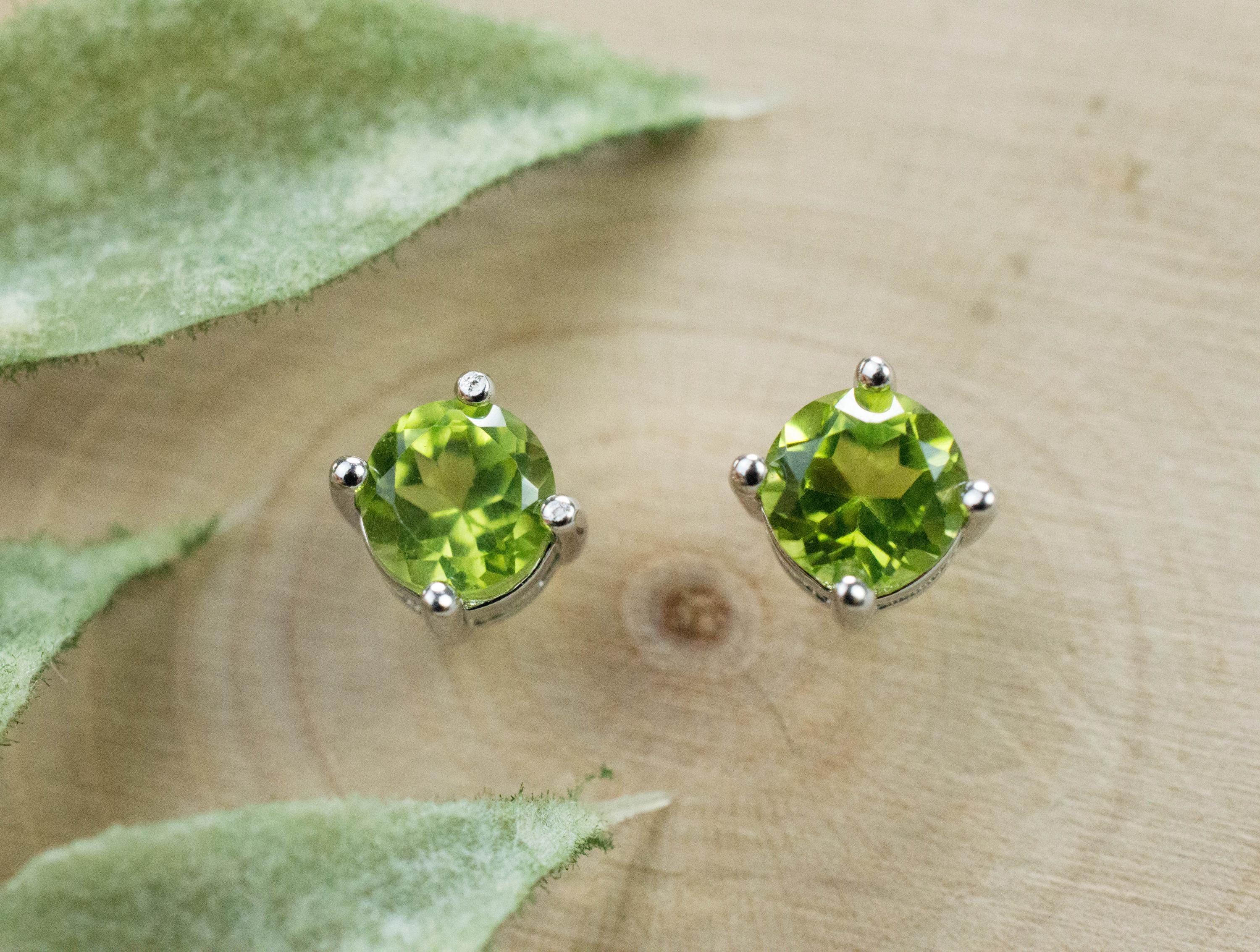 Peridot Earrings; Natural Untreated Arizona Peridot; 1.000cts - Mark Oliver Gems