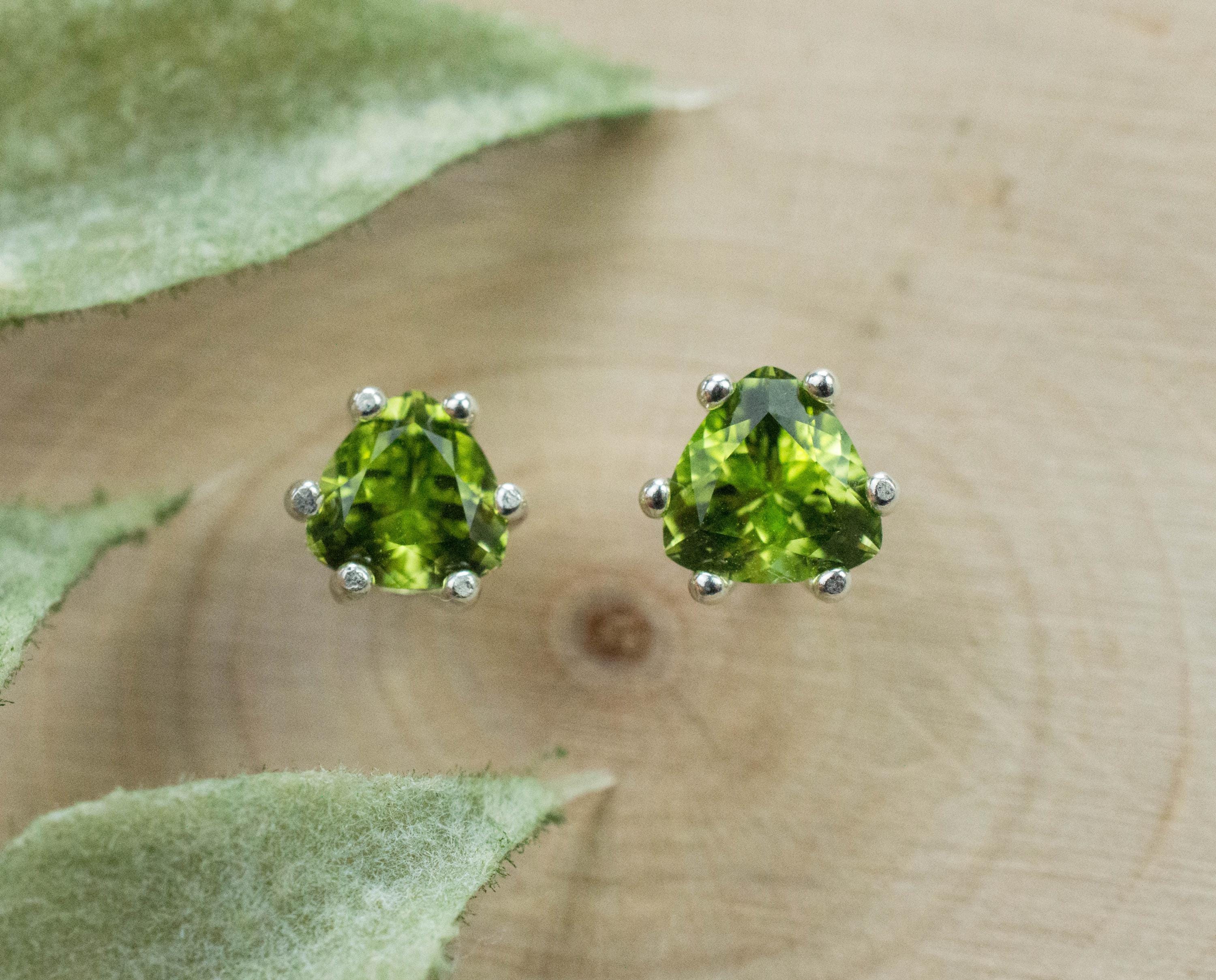 Peridot Earrings; Natural Untreated Arizona Peridot; 1.110cts - Mark Oliver Gems
