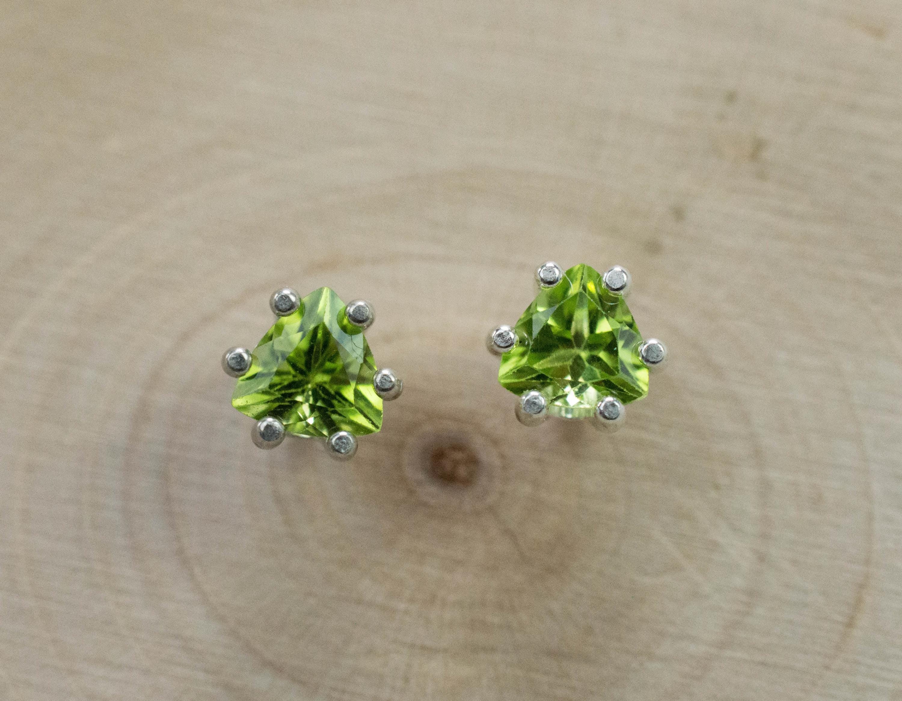 Peridot Earrings; Natural Untreated Pakistan Peridot; 1.060cts - Mark Oliver Gems