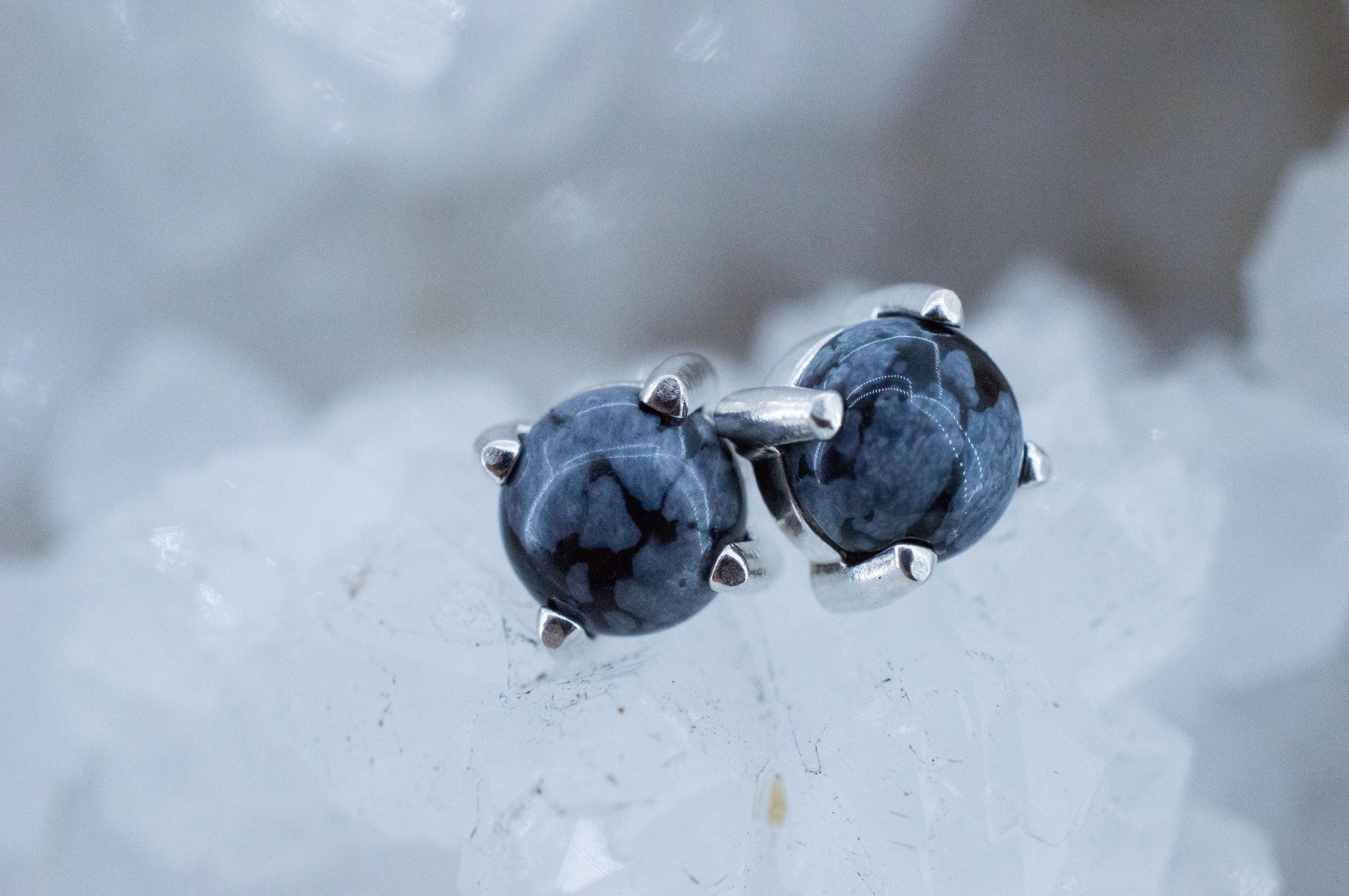 Snowflake Obsidian Earrings; Genuine Untreated Utah Obsidian; 1.490cts - Mark Oliver Gems