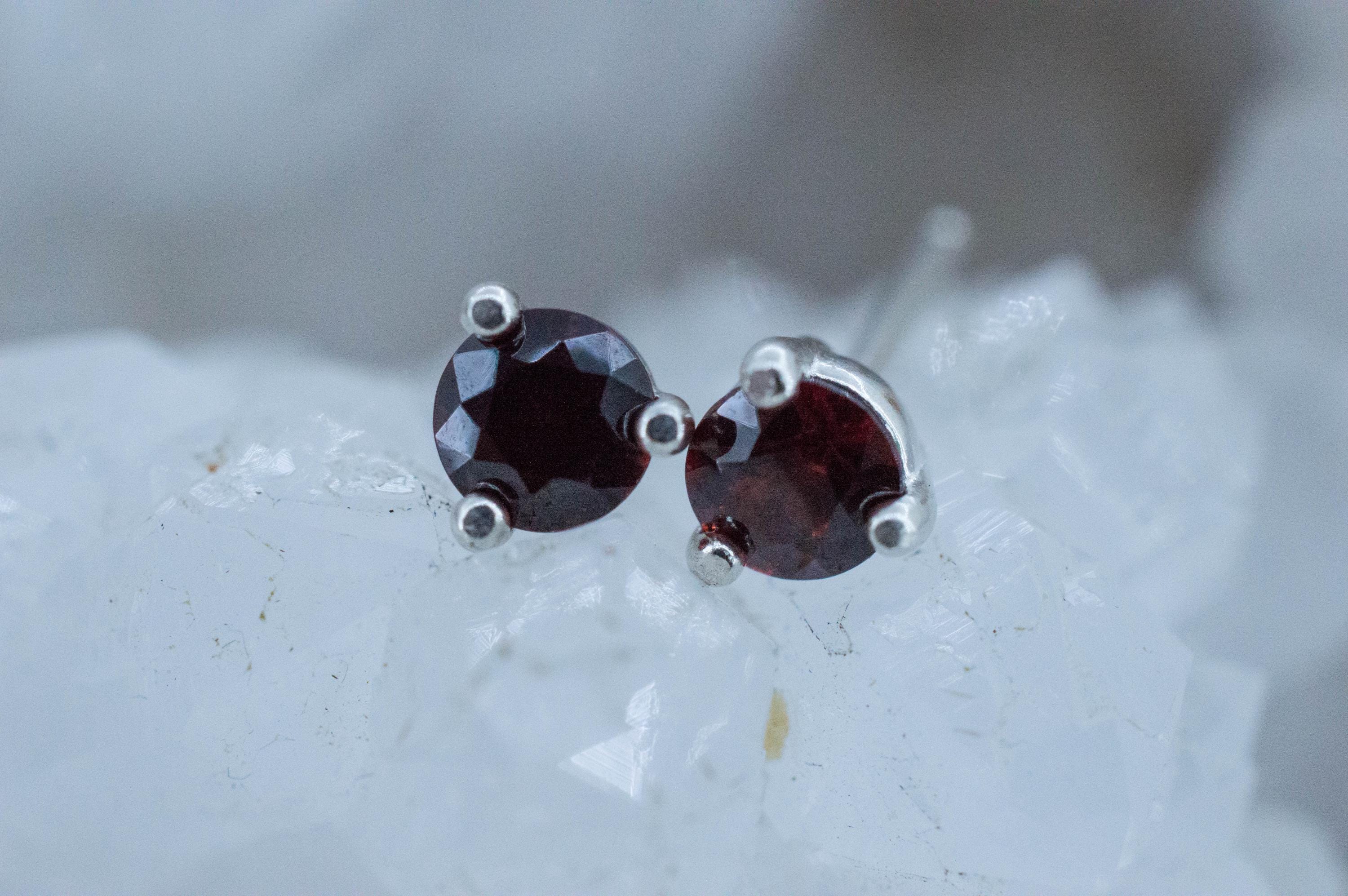 Pyrope Garnet Earrings; Natural Untreated Madagascar Garnet; 0.565cts - Mark Oliver Gems