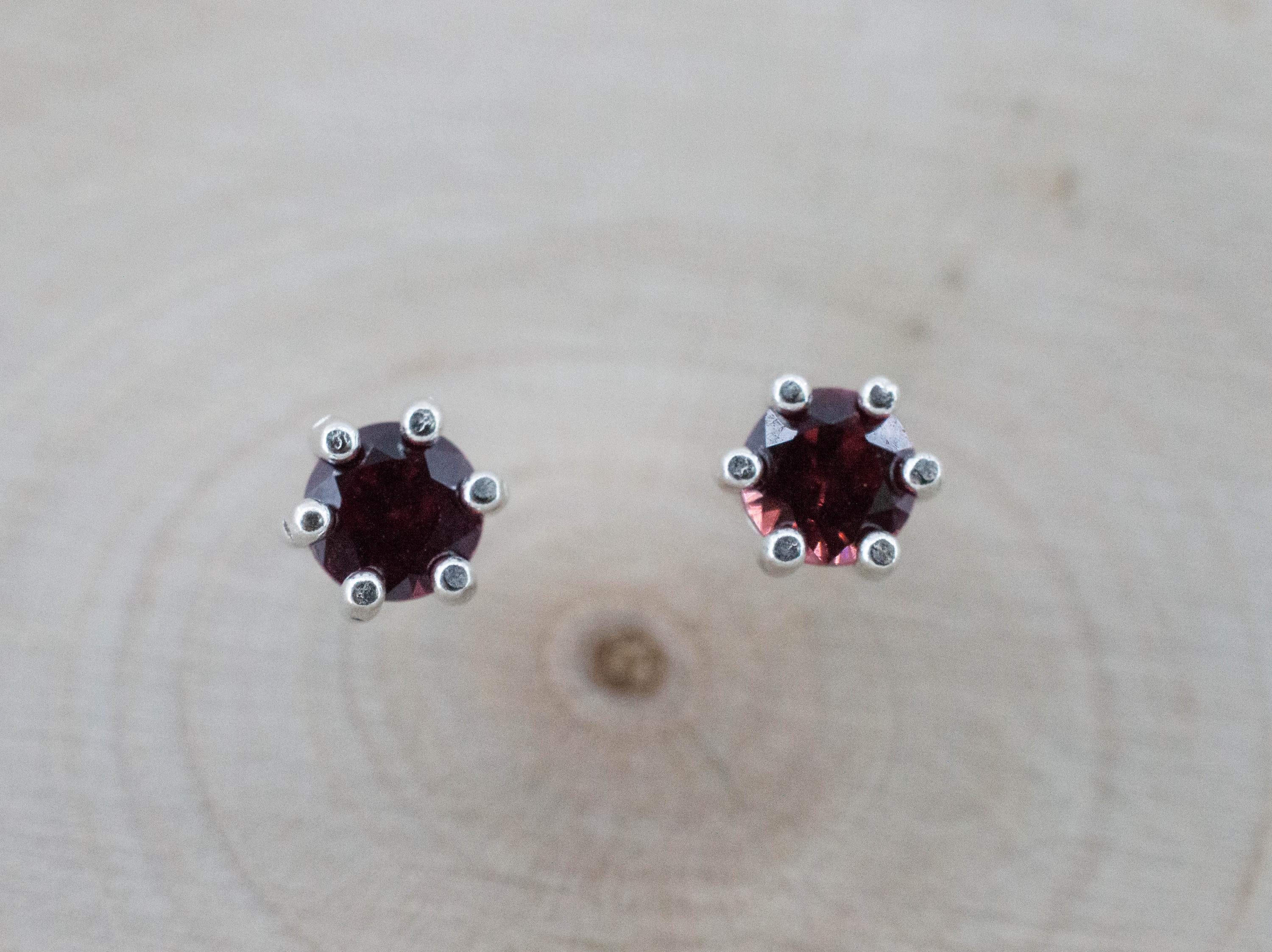Pyrope Garnet Earrings; Natural Untreated Madagascar Garnet; 0.575cts - Mark Oliver Gems