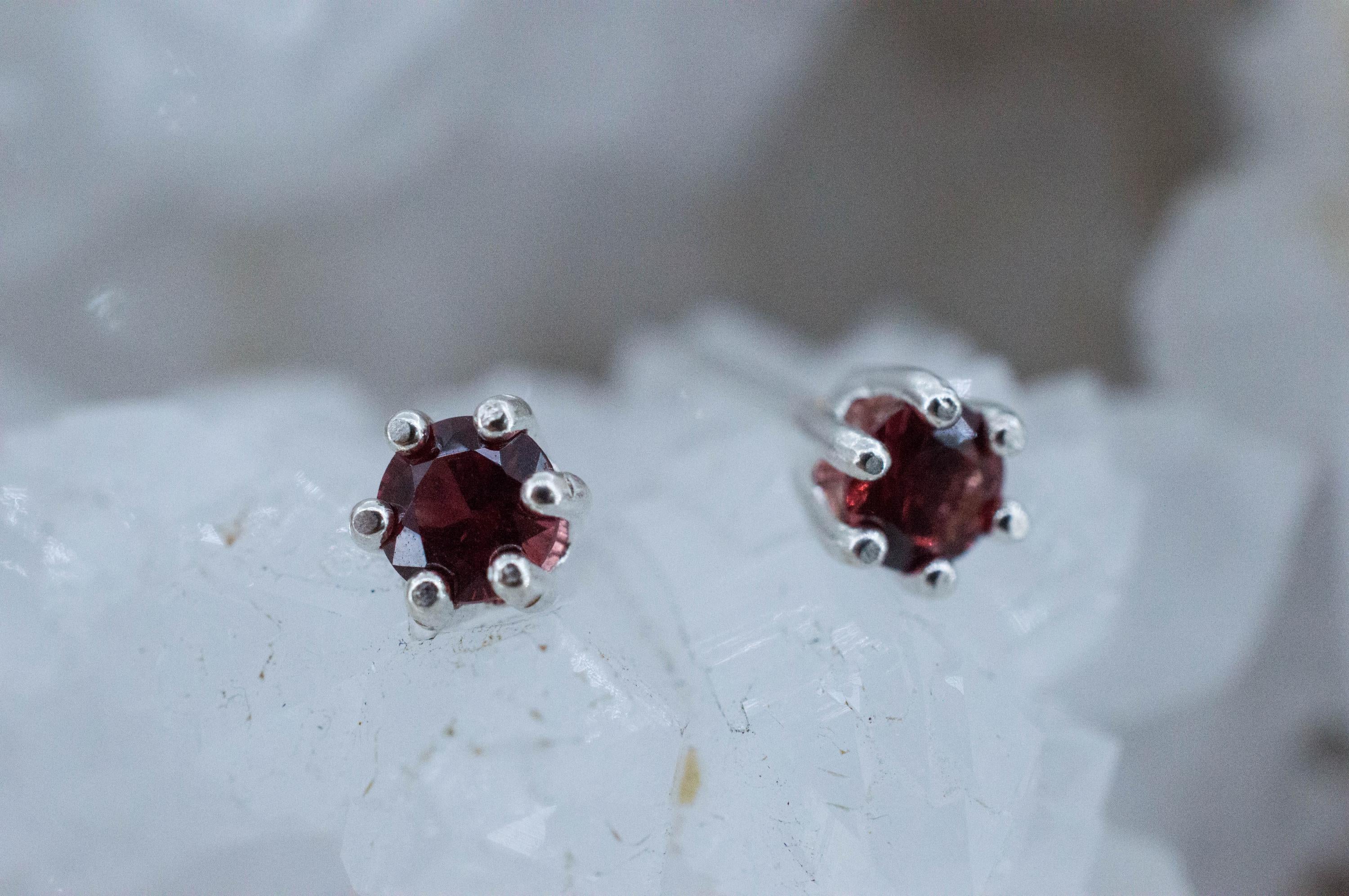 Pyrope Garnet Earrings; Natural Untreated Madagascar Garnet; 0.575cts - Mark Oliver Gems