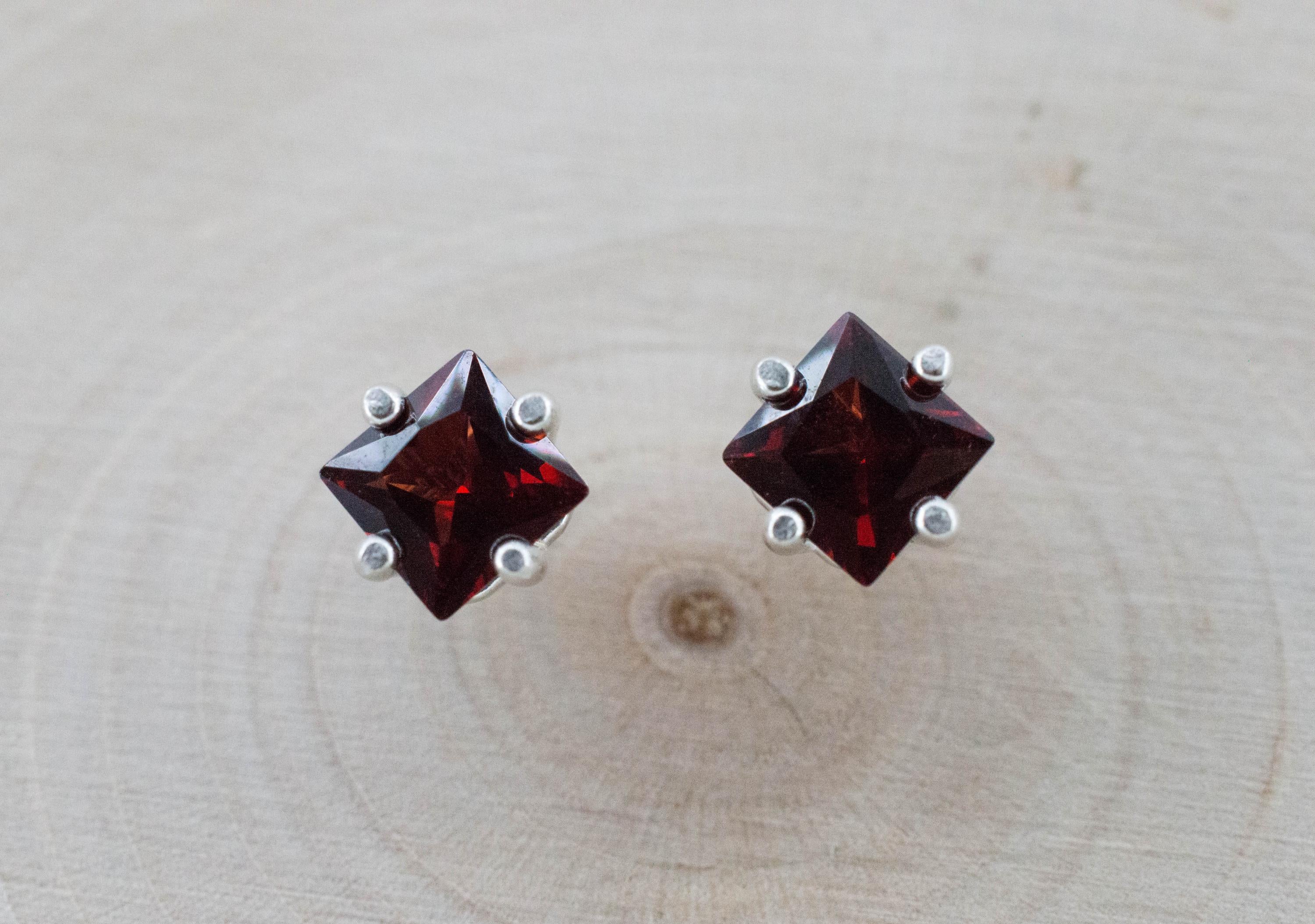 Pyrope Garnet Earrings; Natural Untreated Madagascar Garnet; 1.475cts - Mark Oliver Gems