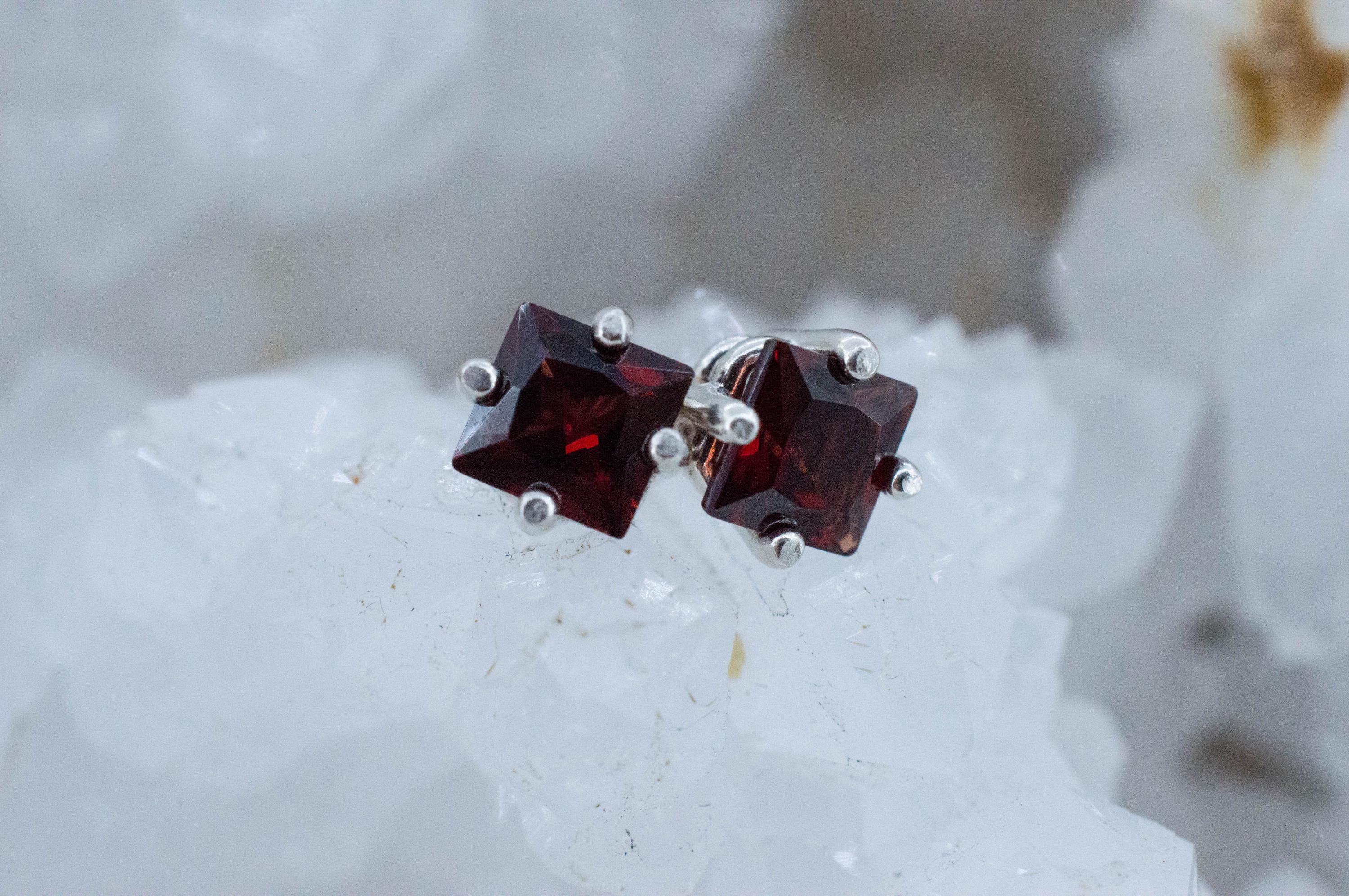 Pyrope Garnet Earrings; Natural Untreated Madagascar Garnet; 1.475cts - Mark Oliver Gems
