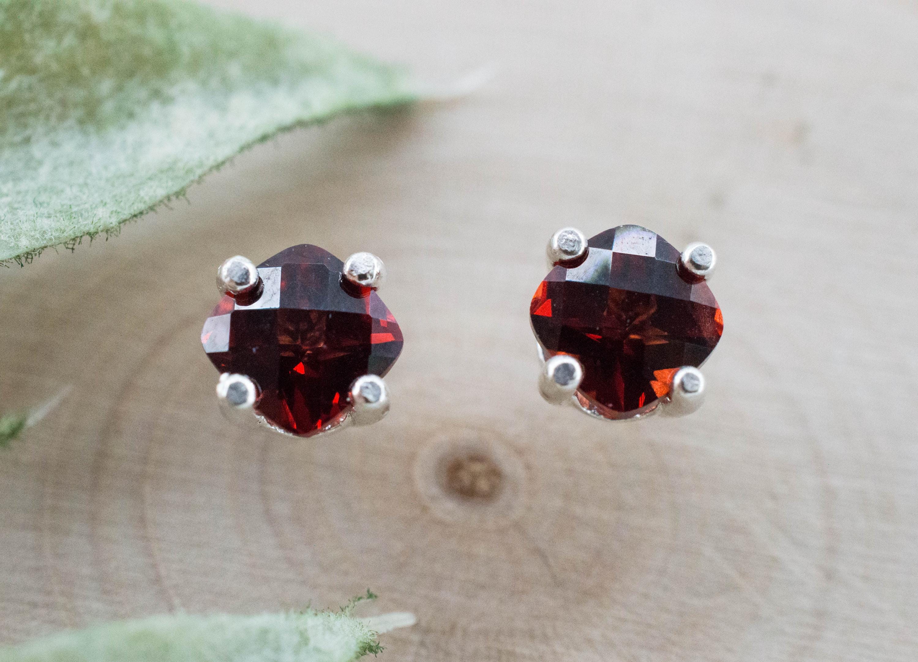 Pyrope Garnet Earrings; Natural Untreated Madagascar Garnet; 1.565cts - Mark Oliver Gems