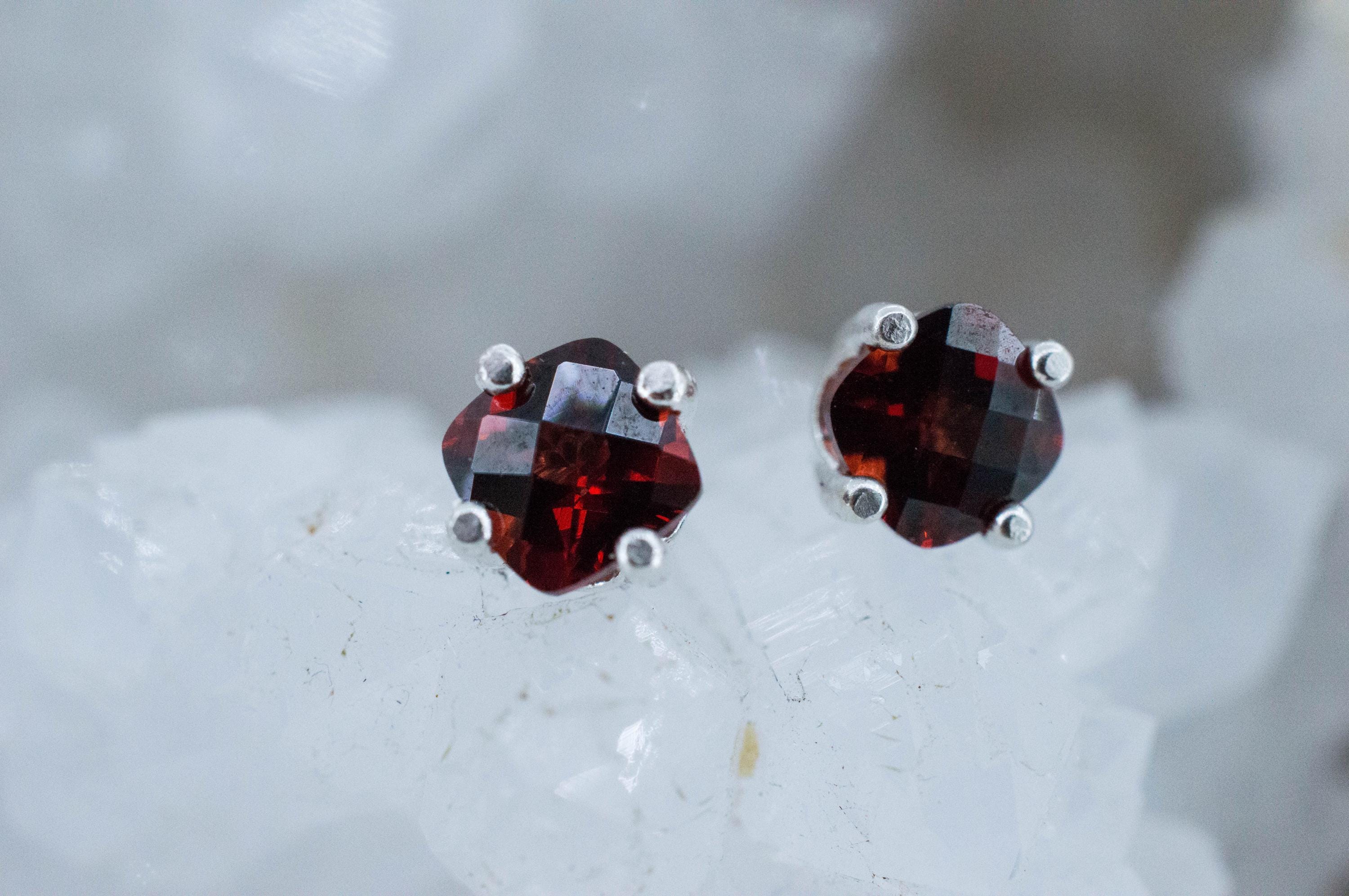 Pyrope Garnet Earrings; Natural Untreated Madagascar Garnet; 1.565cts - Mark Oliver Gems
