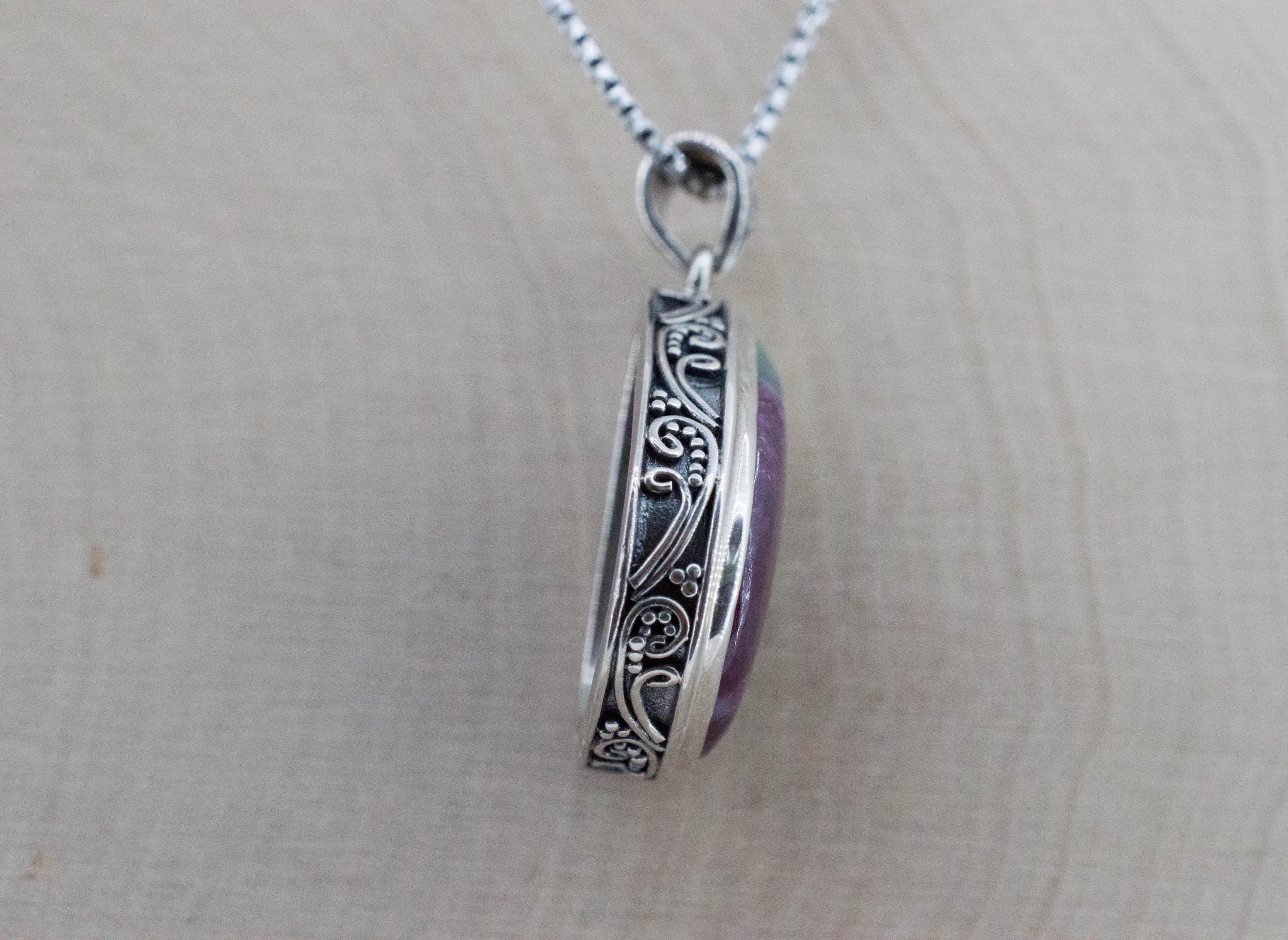 Ruby Zoisite Pendant; Natural Untreated Tanzanian Anyolite - Mark Oliver Gems