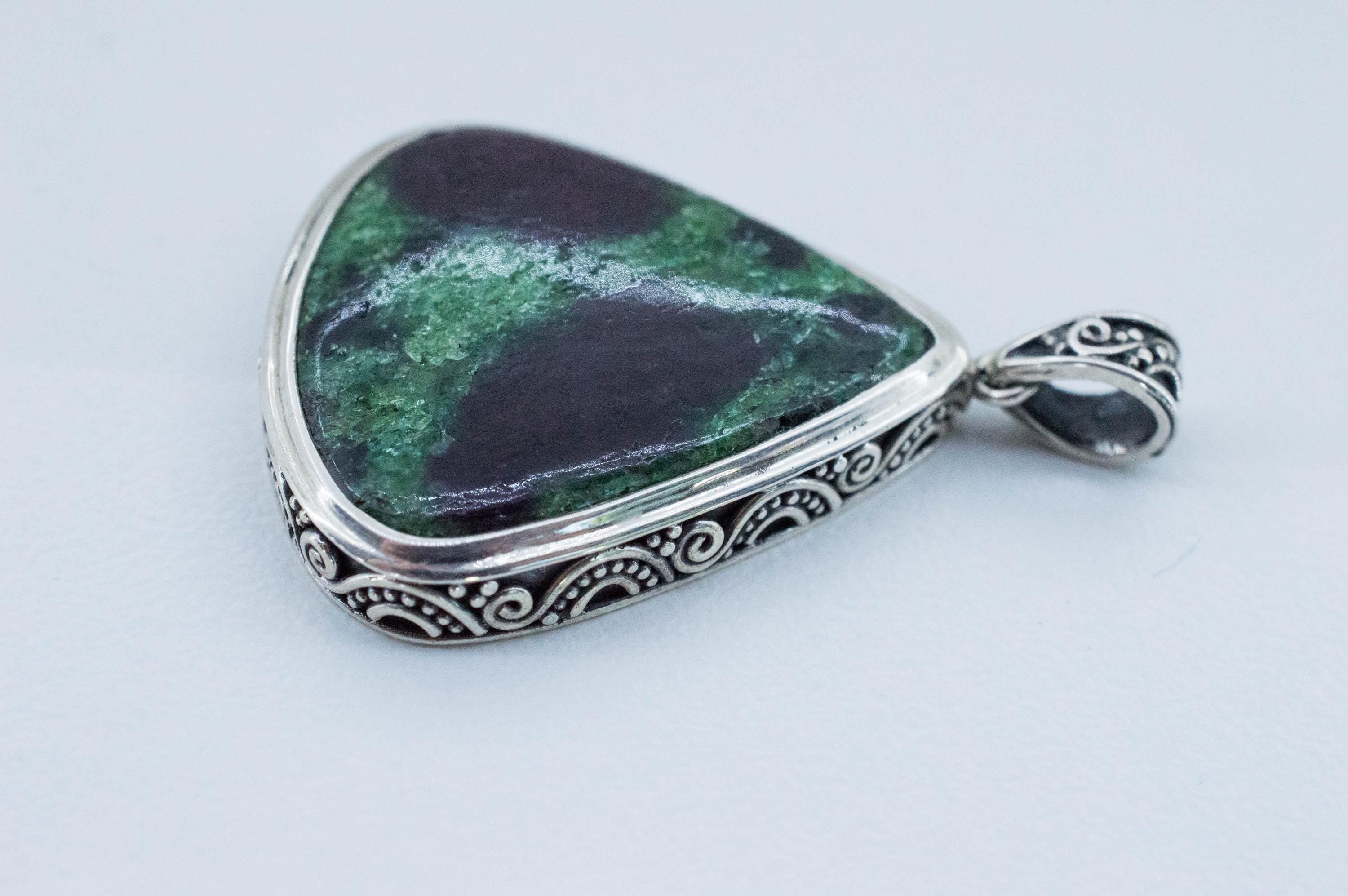 Ruby Zoisite Pendant; Natural Untreated Tanzania Anyolite - Mark Oliver Gems