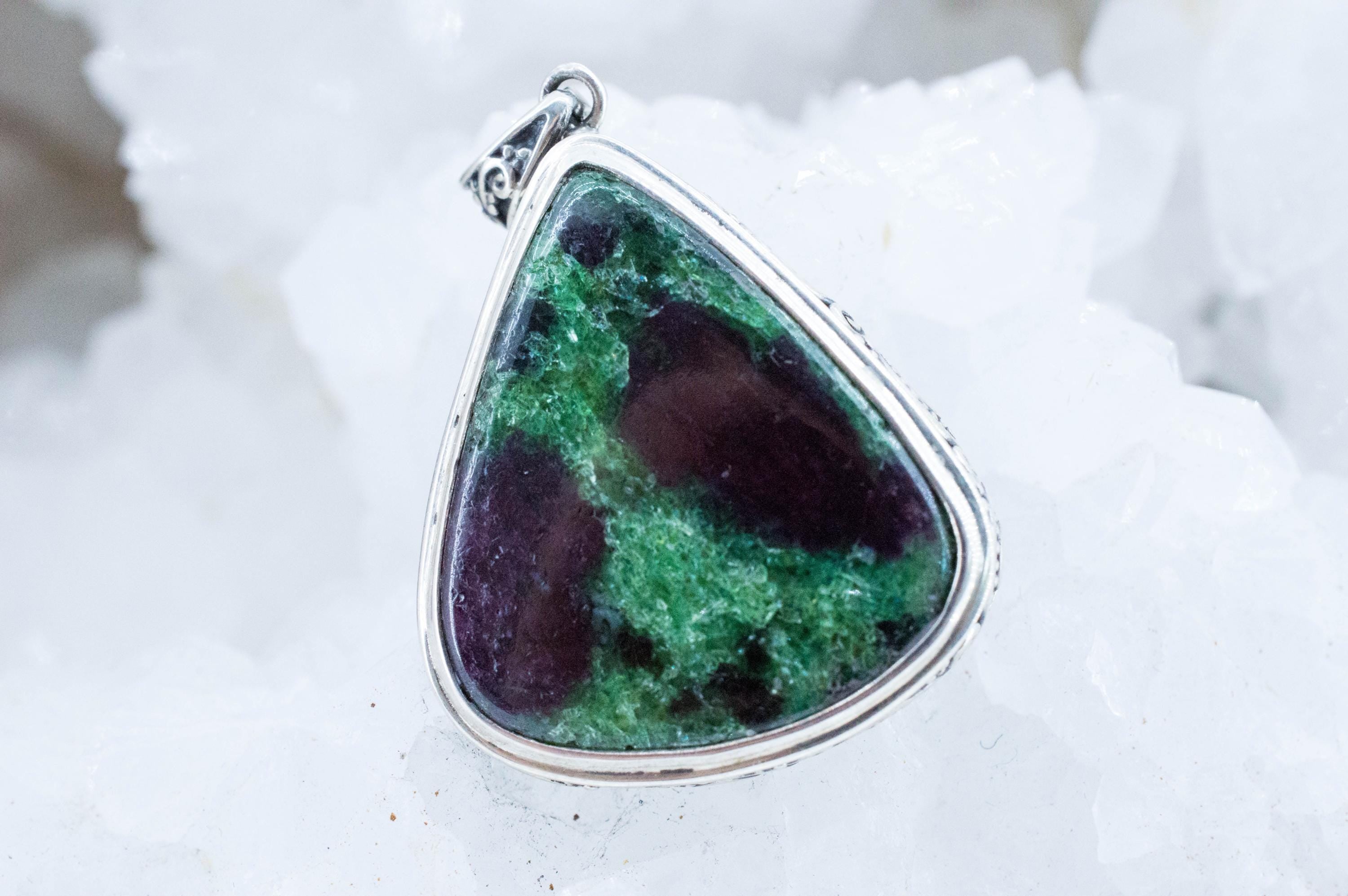 Ruby Zoisite Pendant; Natural Untreated Tanzania Anyolite - Mark Oliver Gems