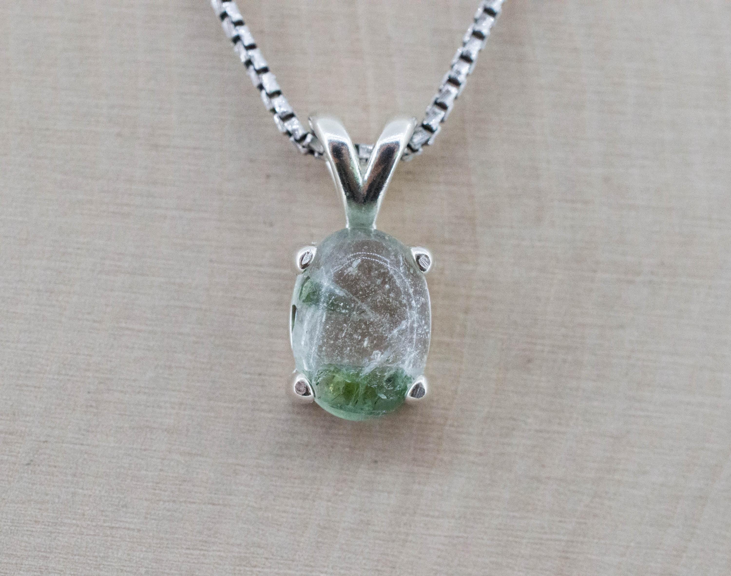 Green Tourmaline in Quartz Pendant, Natural Untreated Brazil Tourmalated Quartz; 2.350cts - Mark Oliver Gems
