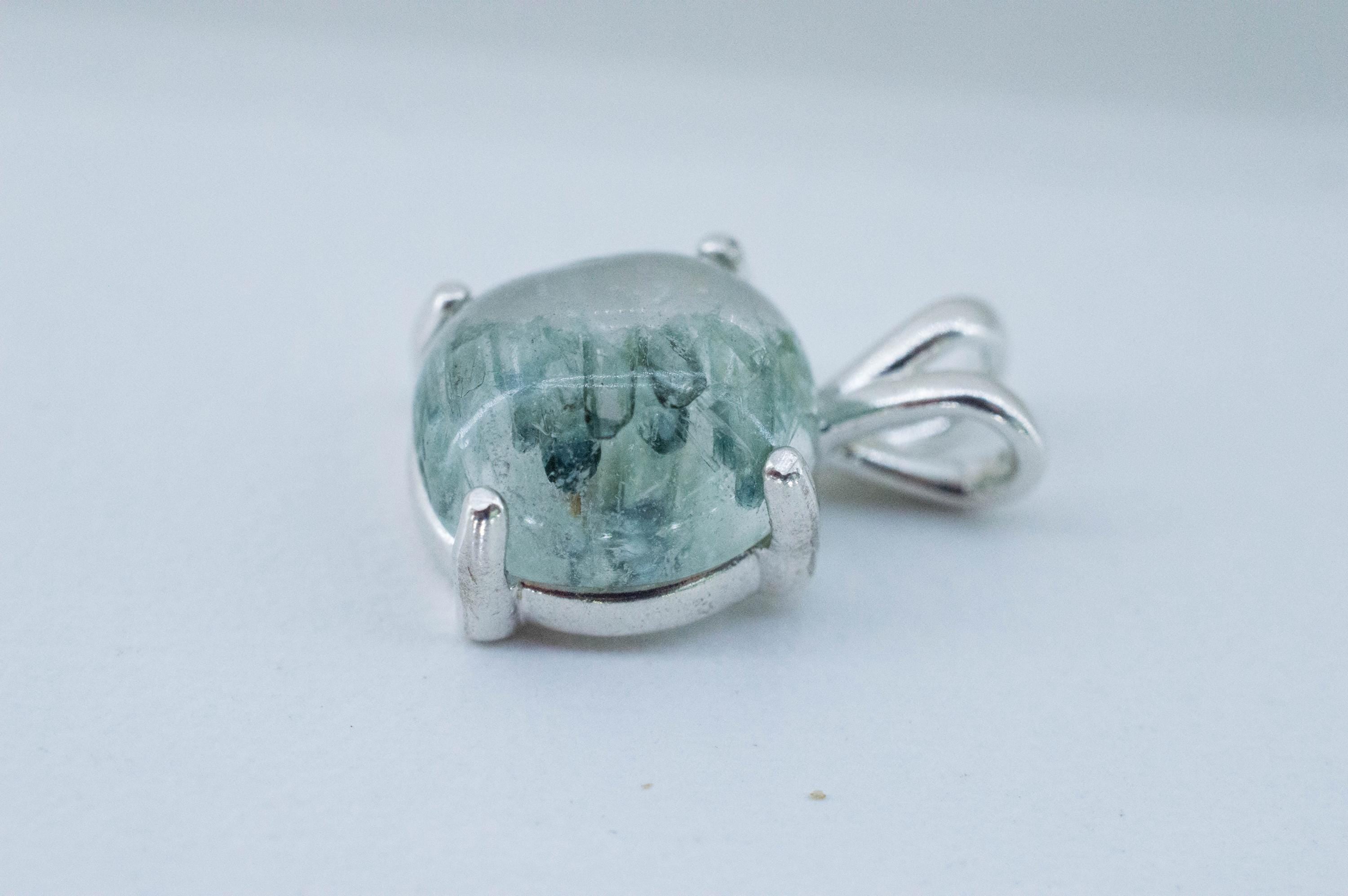 Green Tourmaline in Quartz Pendant, Natural Untreated Brazil Tourmalated Quartz; 5.875cts - Mark Oliver Gems