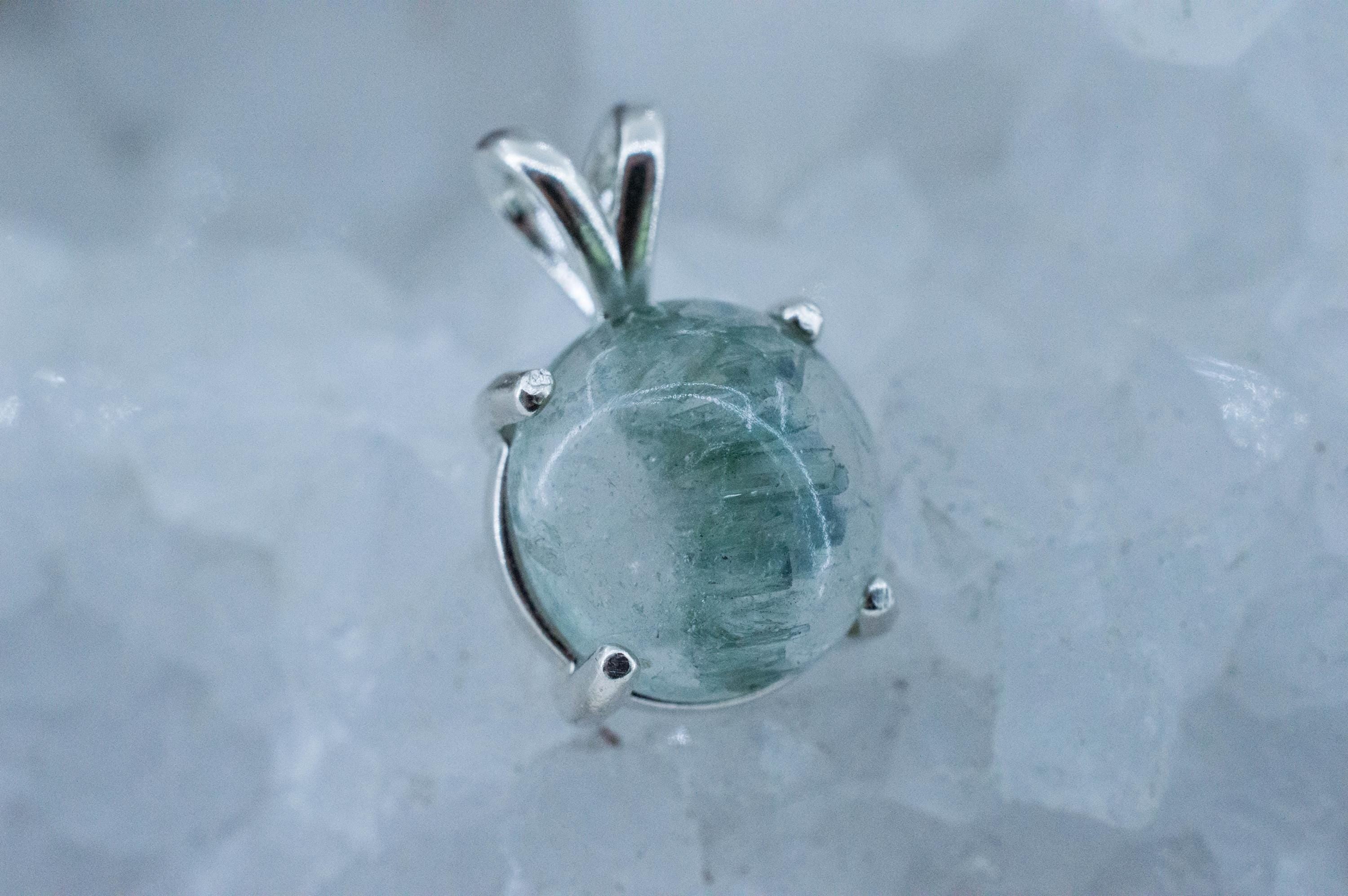 Green Tourmaline in Quartz Pendant, Natural Untreated Brazil Tourmalated Quartz; 5.875cts - Mark Oliver Gems