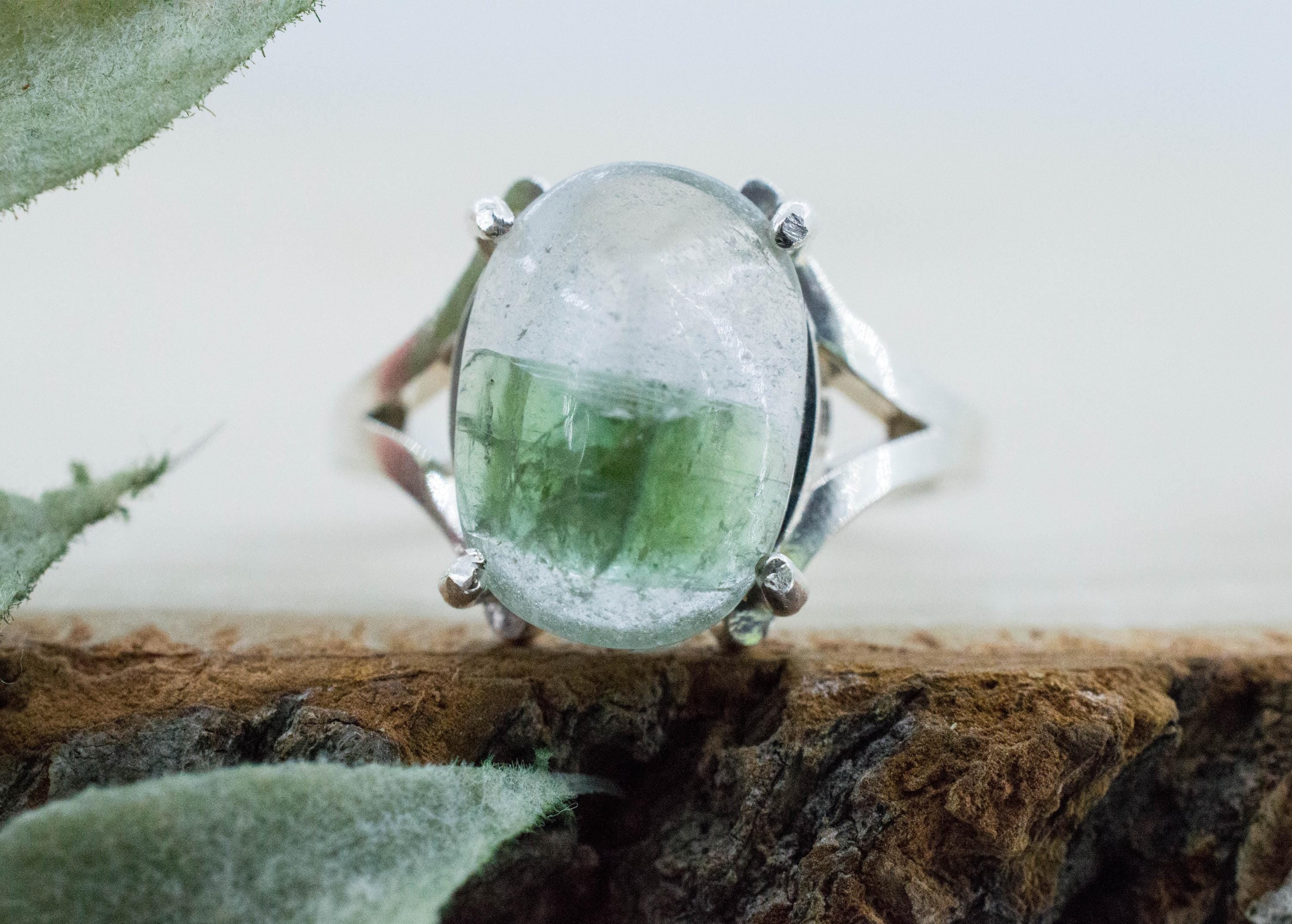 Green Tourmaline in Quartz Ring, Natural Untreated Brazil Tourmalated Quartz; 4.610cts - Mark Oliver Gems