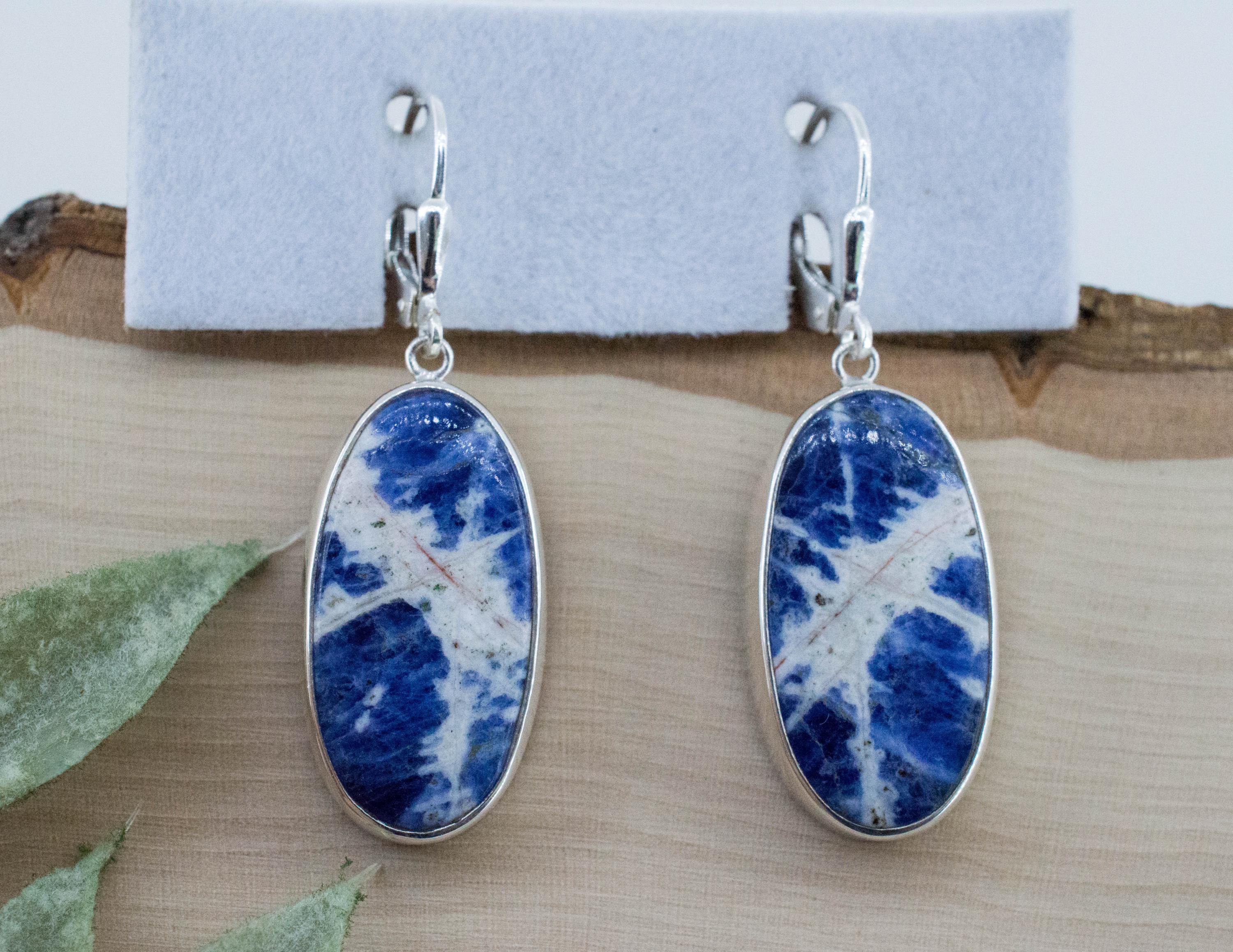 Sodalite Earrings; Natural Untreated Canadian Sodalite - Mark Oliver Gems