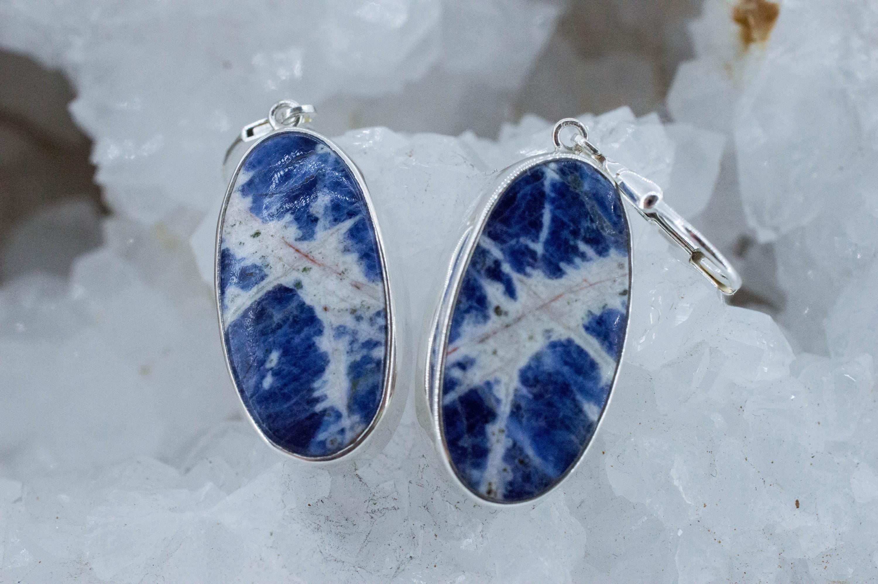Sodalite Earrings; Natural Untreated Canadian Sodalite - Mark Oliver Gems