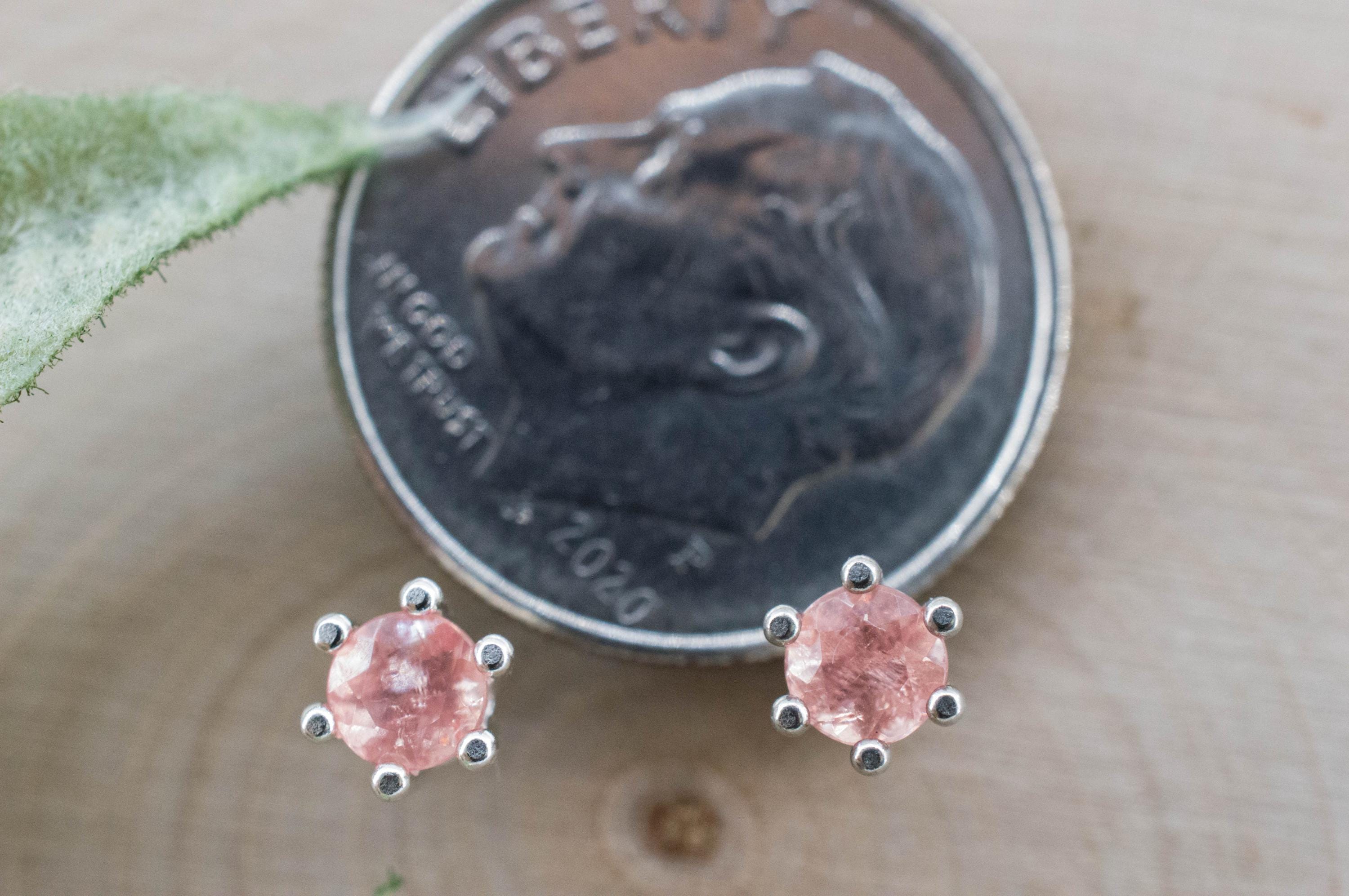 Rhodochrosite Earrings; Natural Untreated USA Sweet Home Rhodochrosite; 0.450cts - Mark Oliver Gems