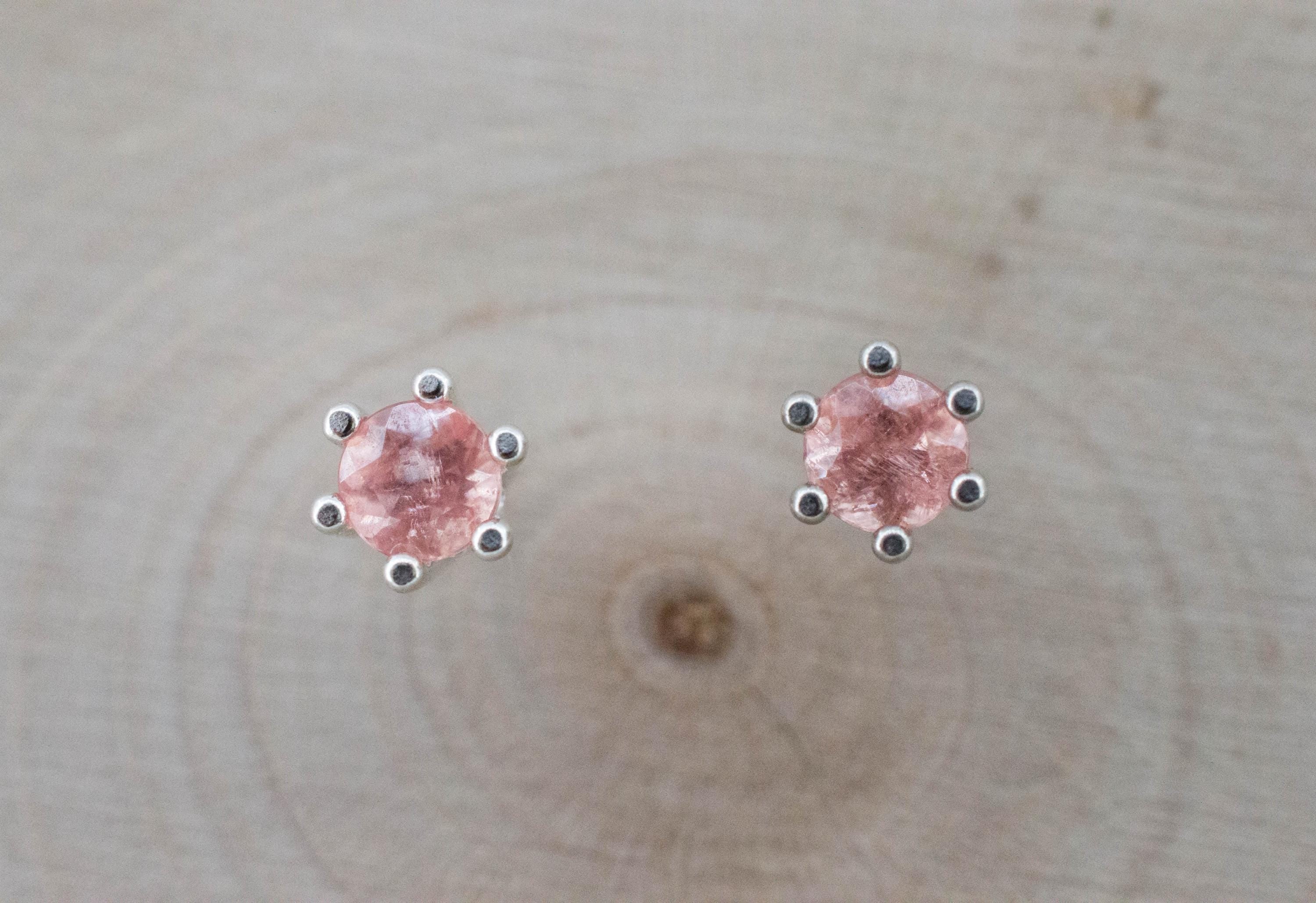 Rhodochrosite Earrings; Natural Untreated USA Sweet Home Rhodochrosite; 0.450cts - Mark Oliver Gems