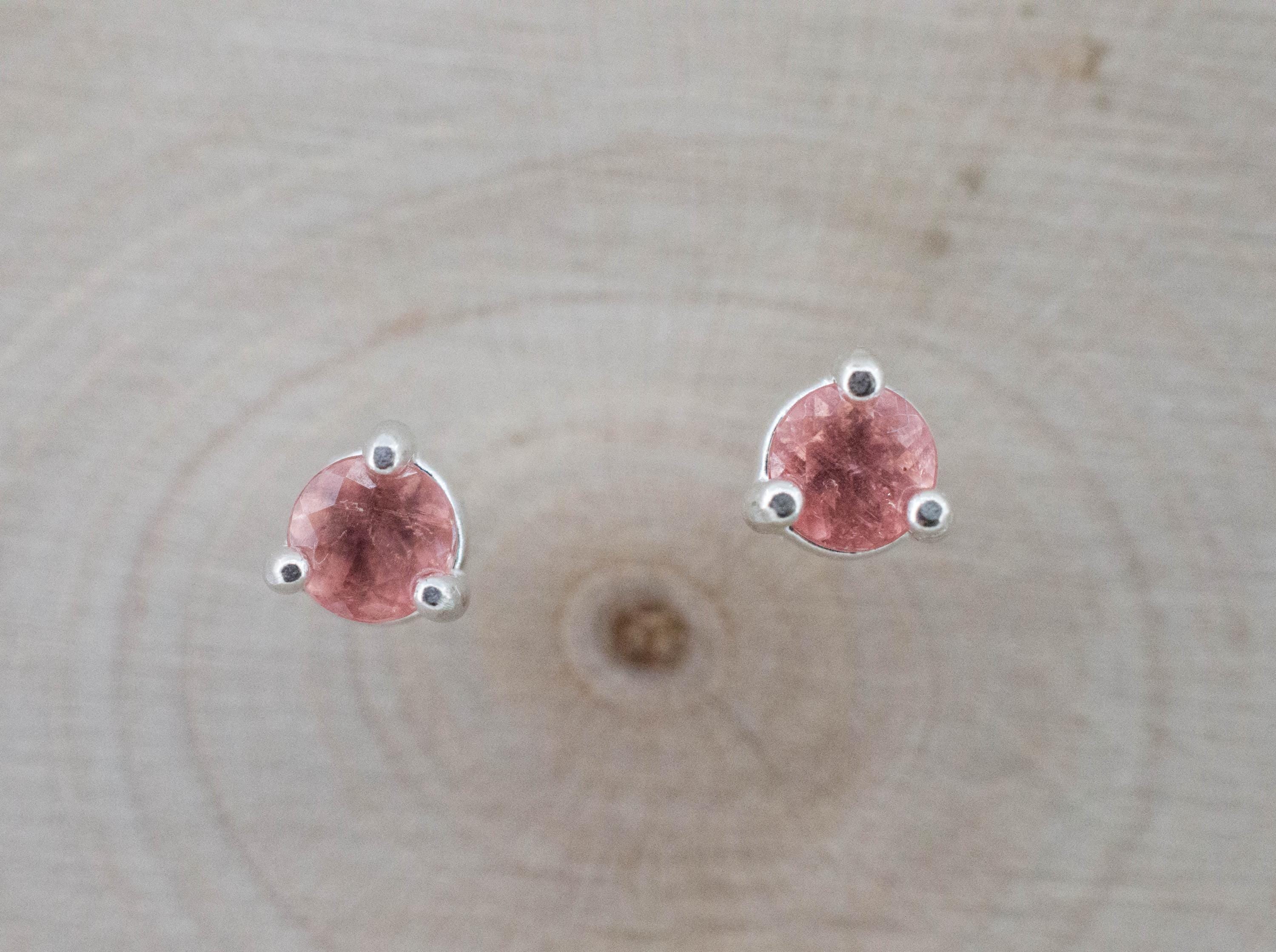 Rhodochrosite Earrings; Natural Untreated USA Sweet Home Rhodochrosite; 0.490cts - Mark Oliver Gems
