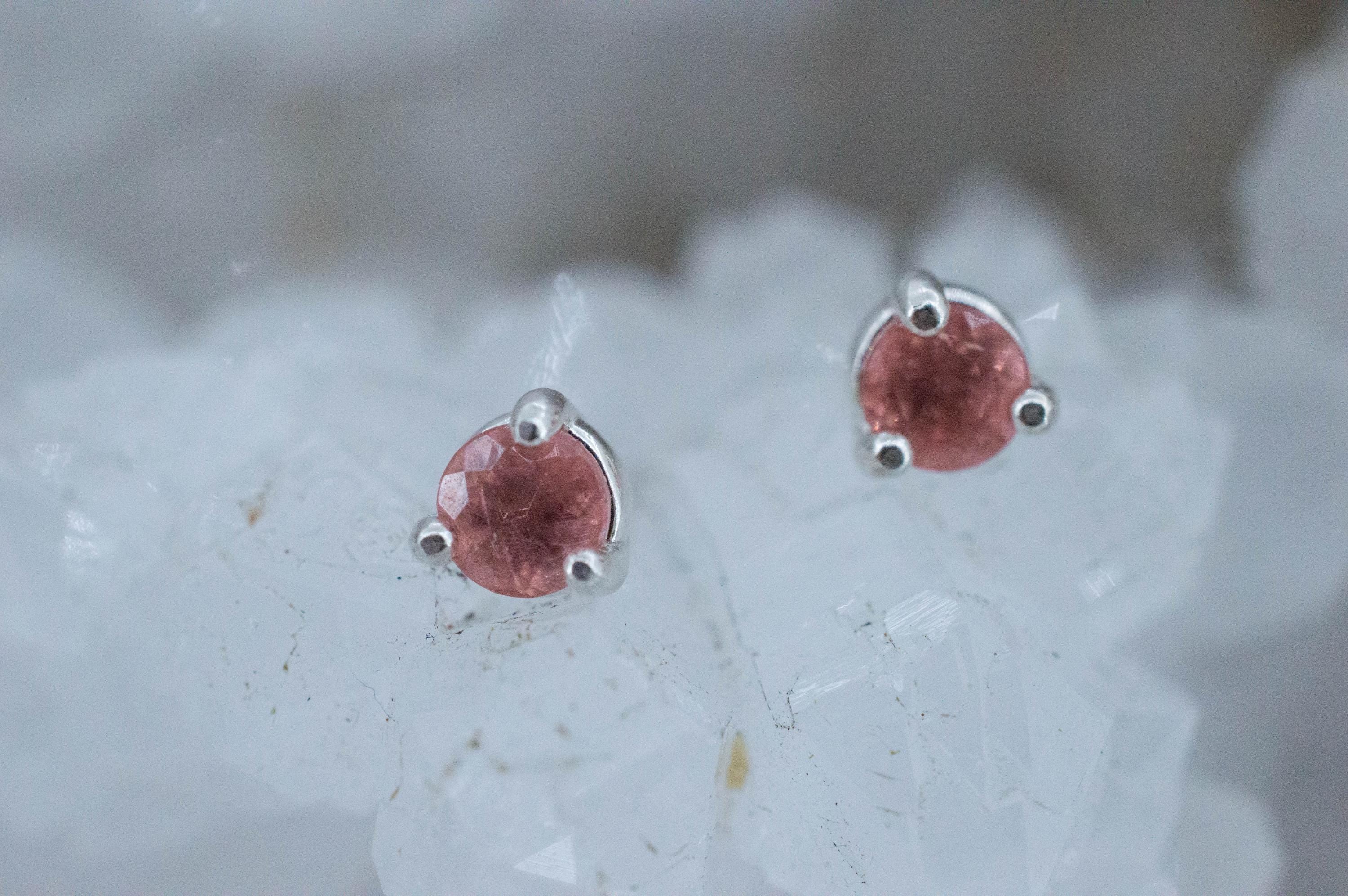 Rhodochrosite Earrings; Natural Untreated USA Sweet Home Rhodochrosite; 0.490cts - Mark Oliver Gems
