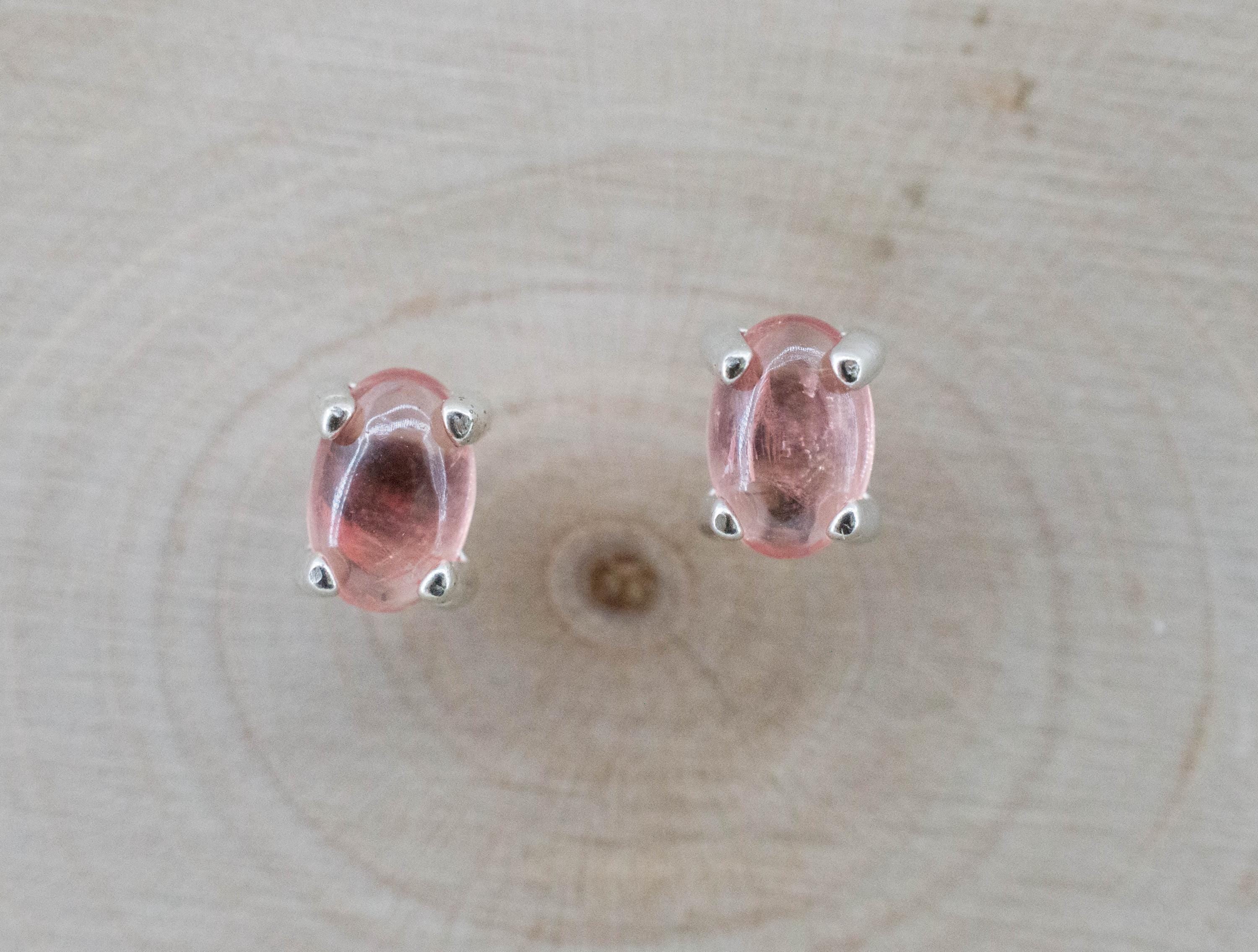 Rhodochrosite Earrings; Natural Untreated USA Sweet Home Rhodochrosite; 1.110cts - Mark Oliver Gems