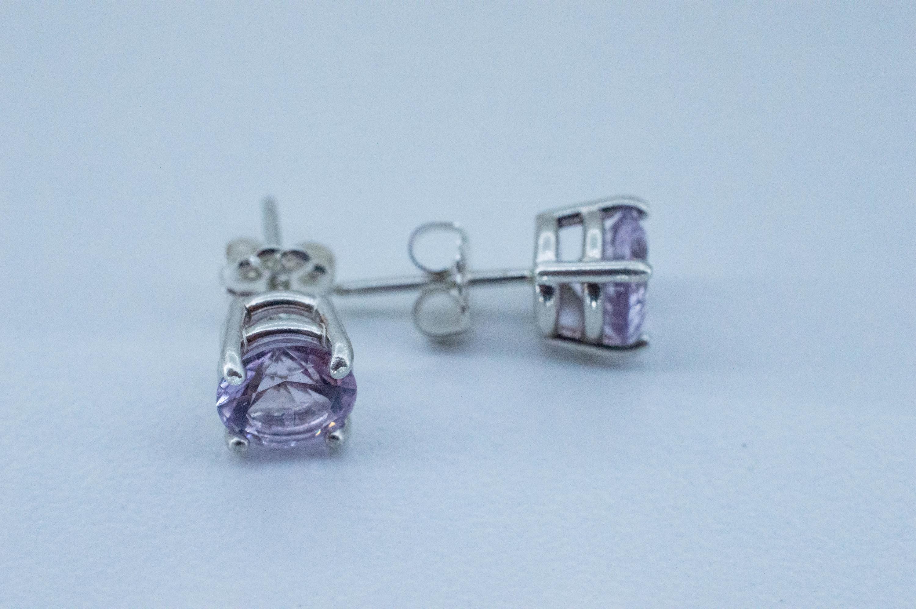 Rose de France Amethyst Earrings, Natural Untreated Brazilian Amethyst; 2.110cts - Mark Oliver Gems