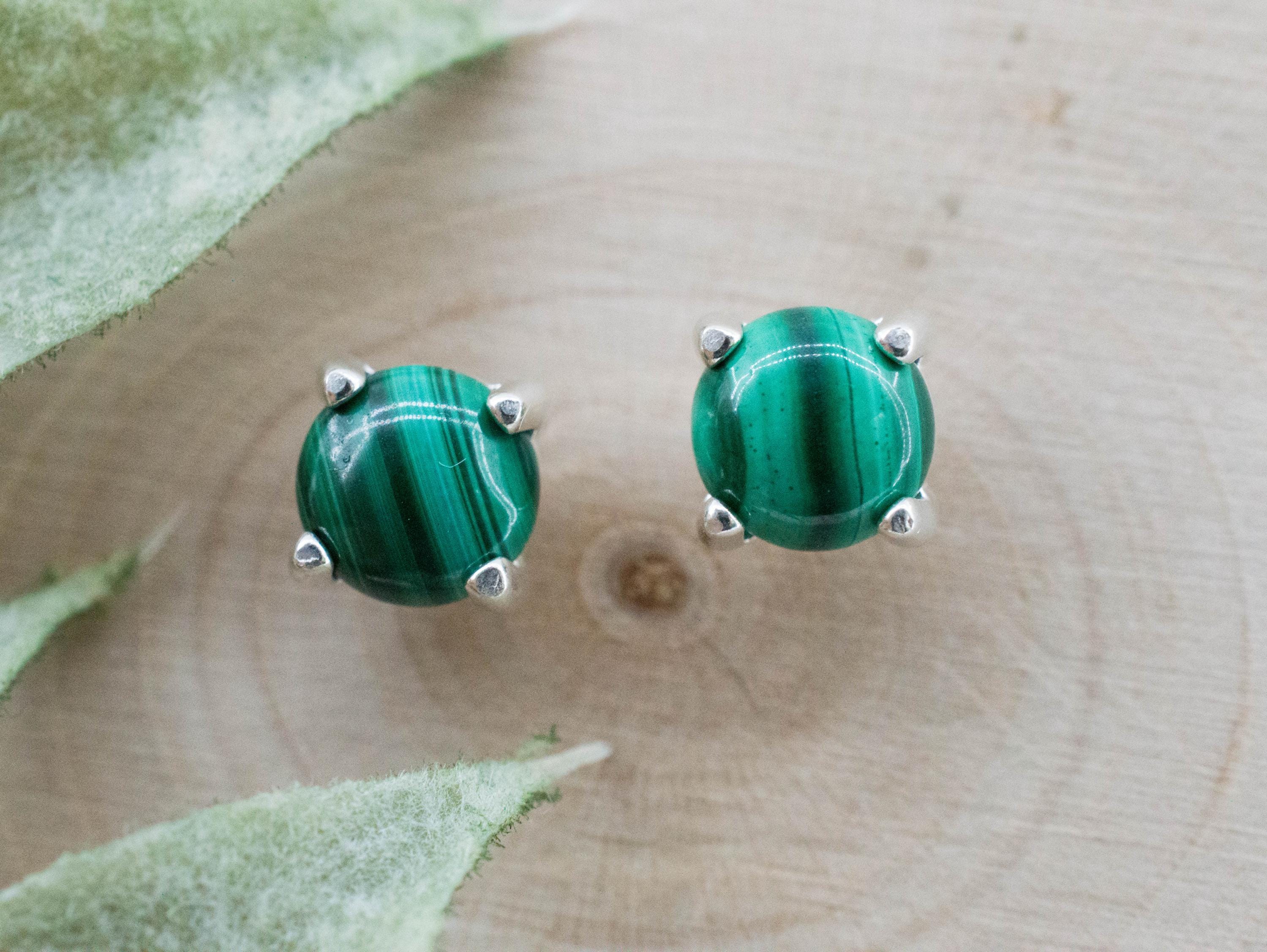 Malachite Earrings; Natural Untreated Congo Malachite; 2.170cts - Mark Oliver Gems
