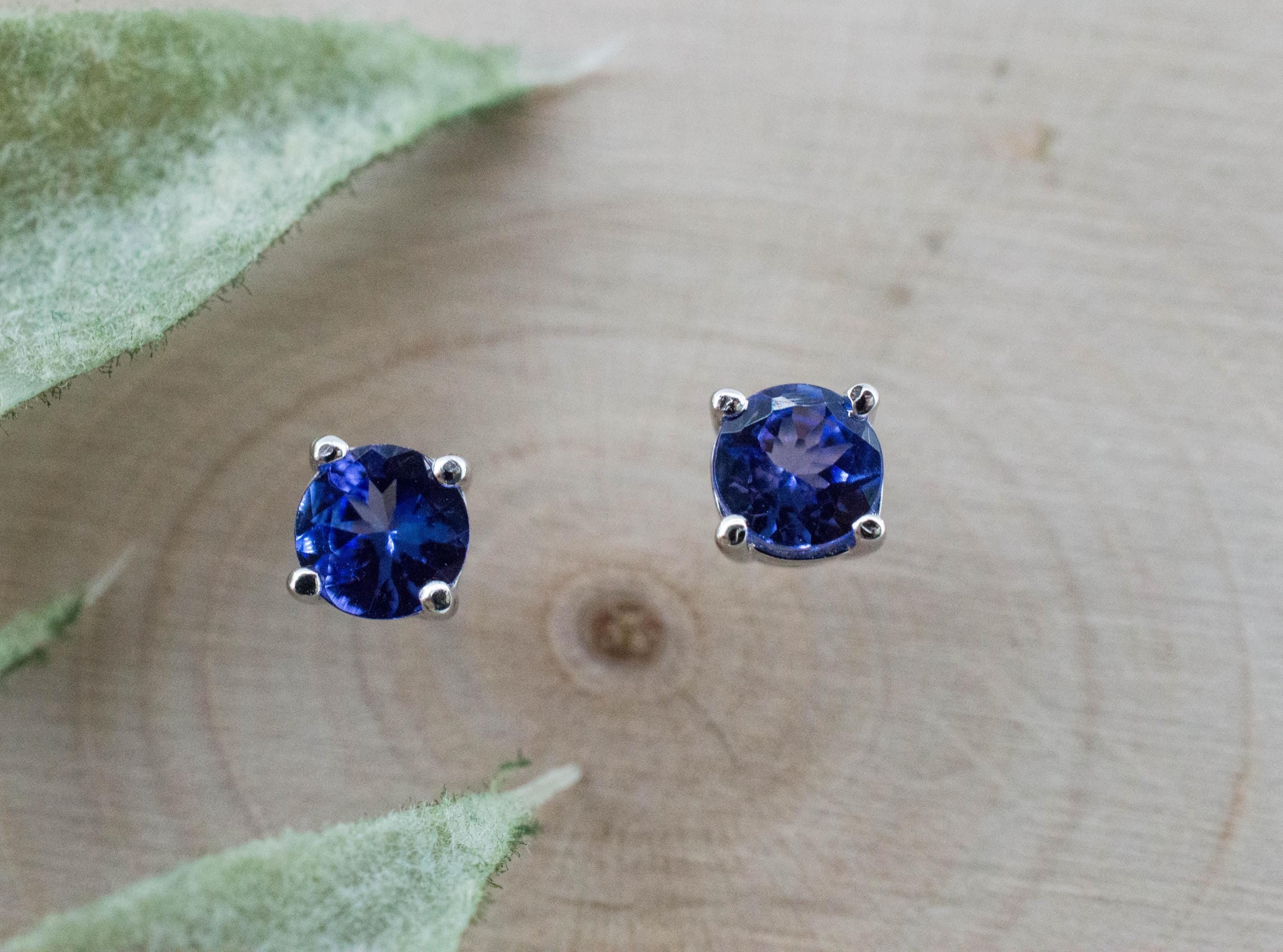 Tanzanite Earrings; Natural Tanzania Tanzanite; 0.565cts - Mark Oliver Gems