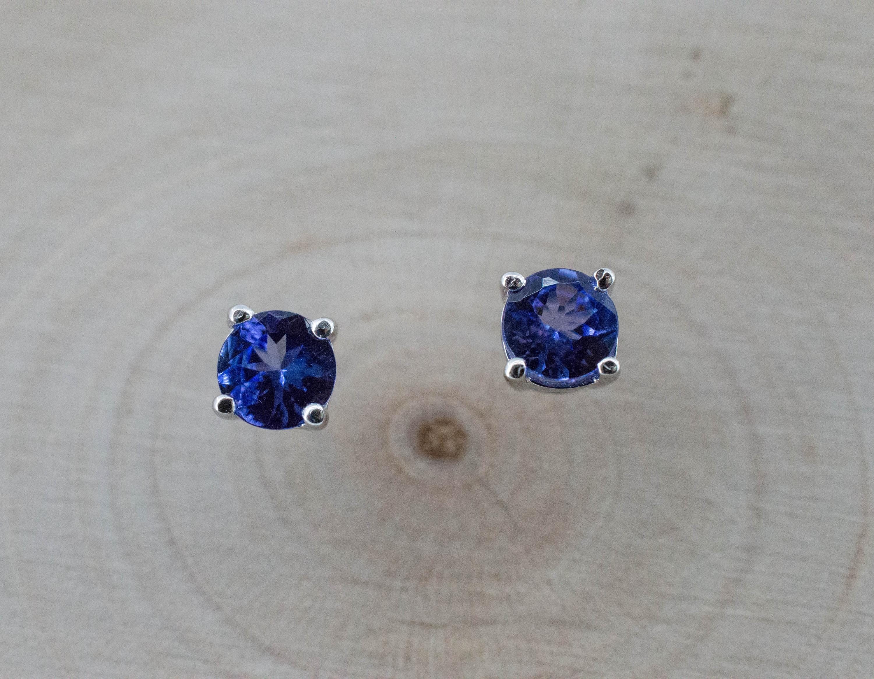 Tanzanite Earrings; Natural Tanzania Tanzanite; 0.565cts - Mark Oliver Gems