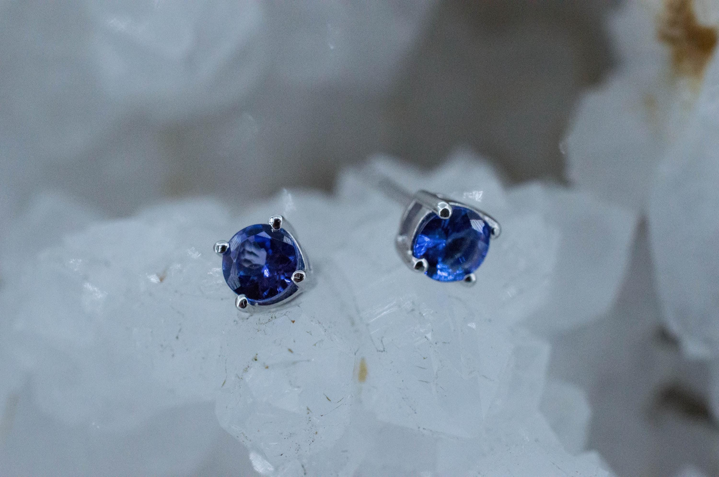 Tanzanite Earrings; Natural Tanzania Tanzanite; 0.565cts - Mark Oliver Gems