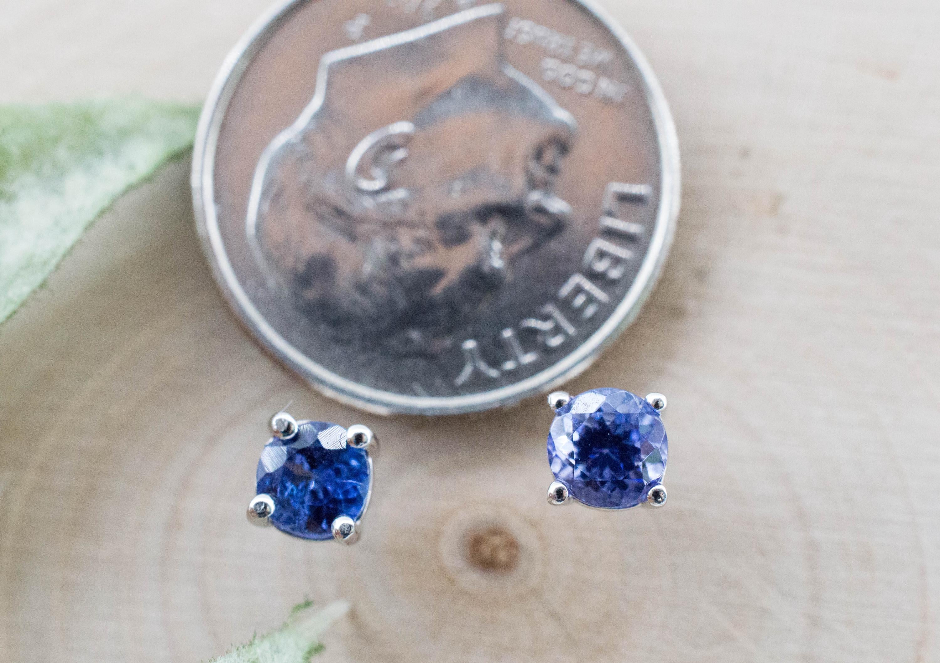 Tanzanite Earrings; Natural Tanzania Tanzanite; 0.570cts - Mark Oliver Gems