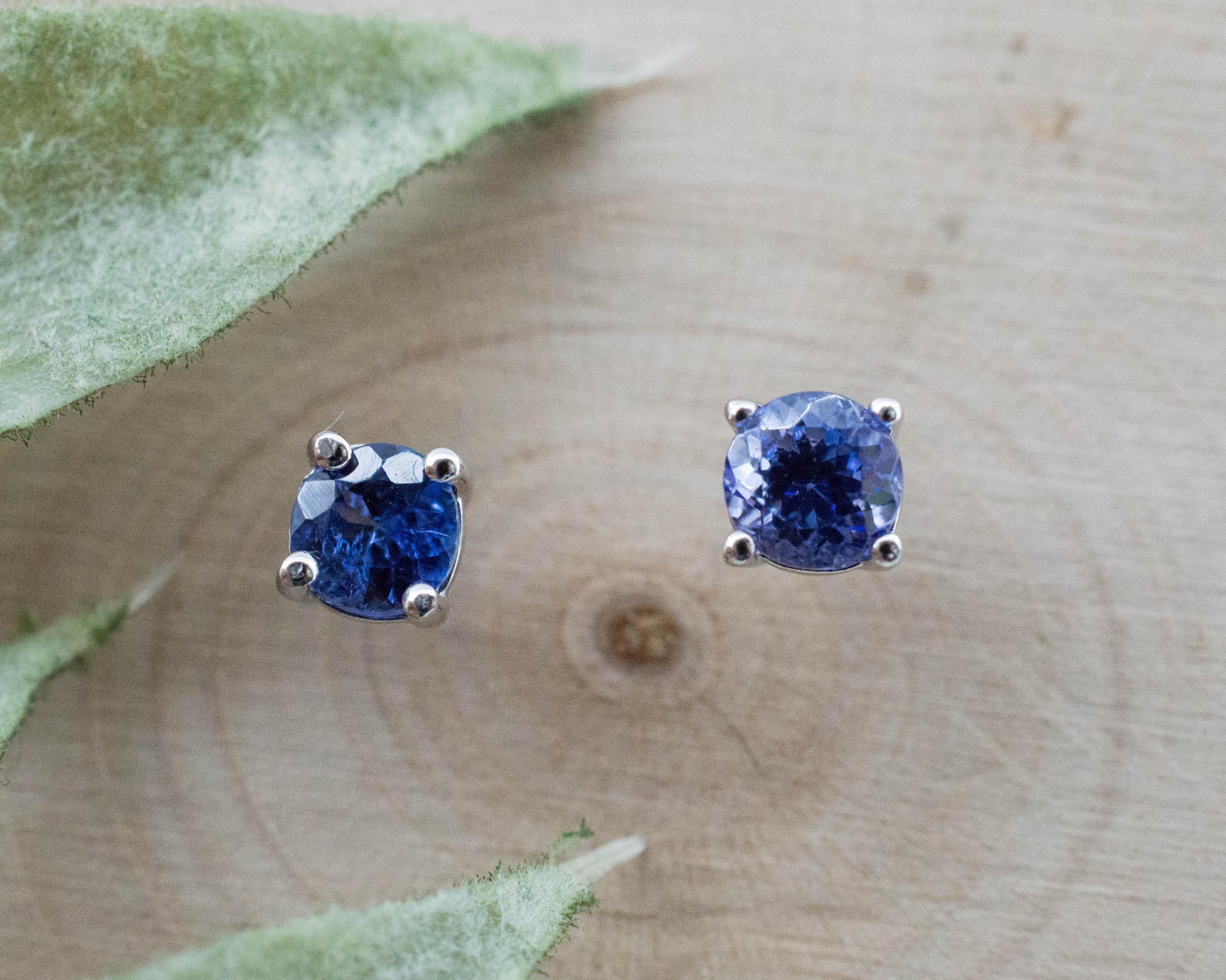 Tanzanite Earrings; Natural Tanzania Tanzanite; 0.570cts - Mark Oliver Gems