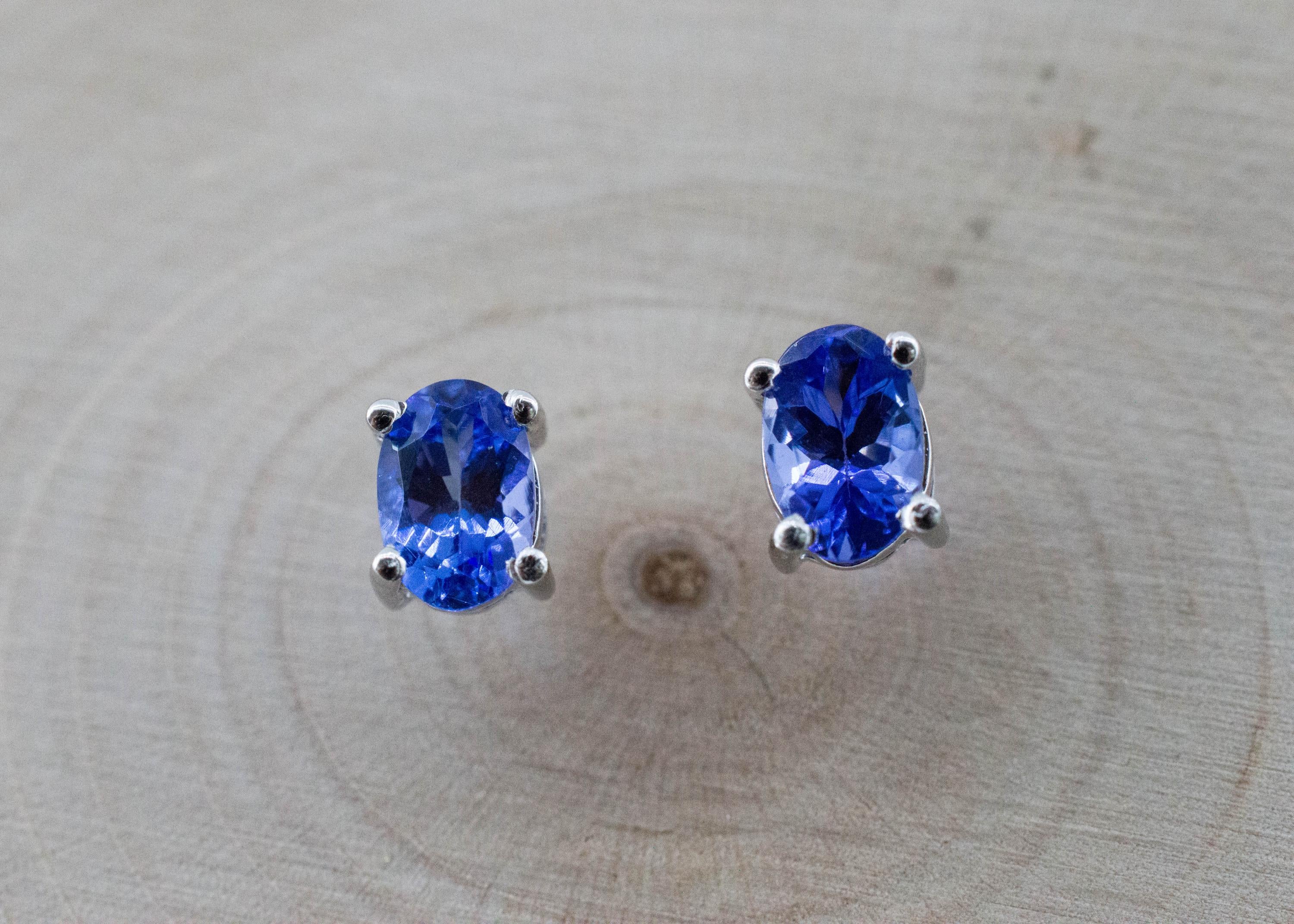 Tanzanite Earrings; Natural Tanzania Tanzanite; 0.985cts - Mark Oliver Gems
