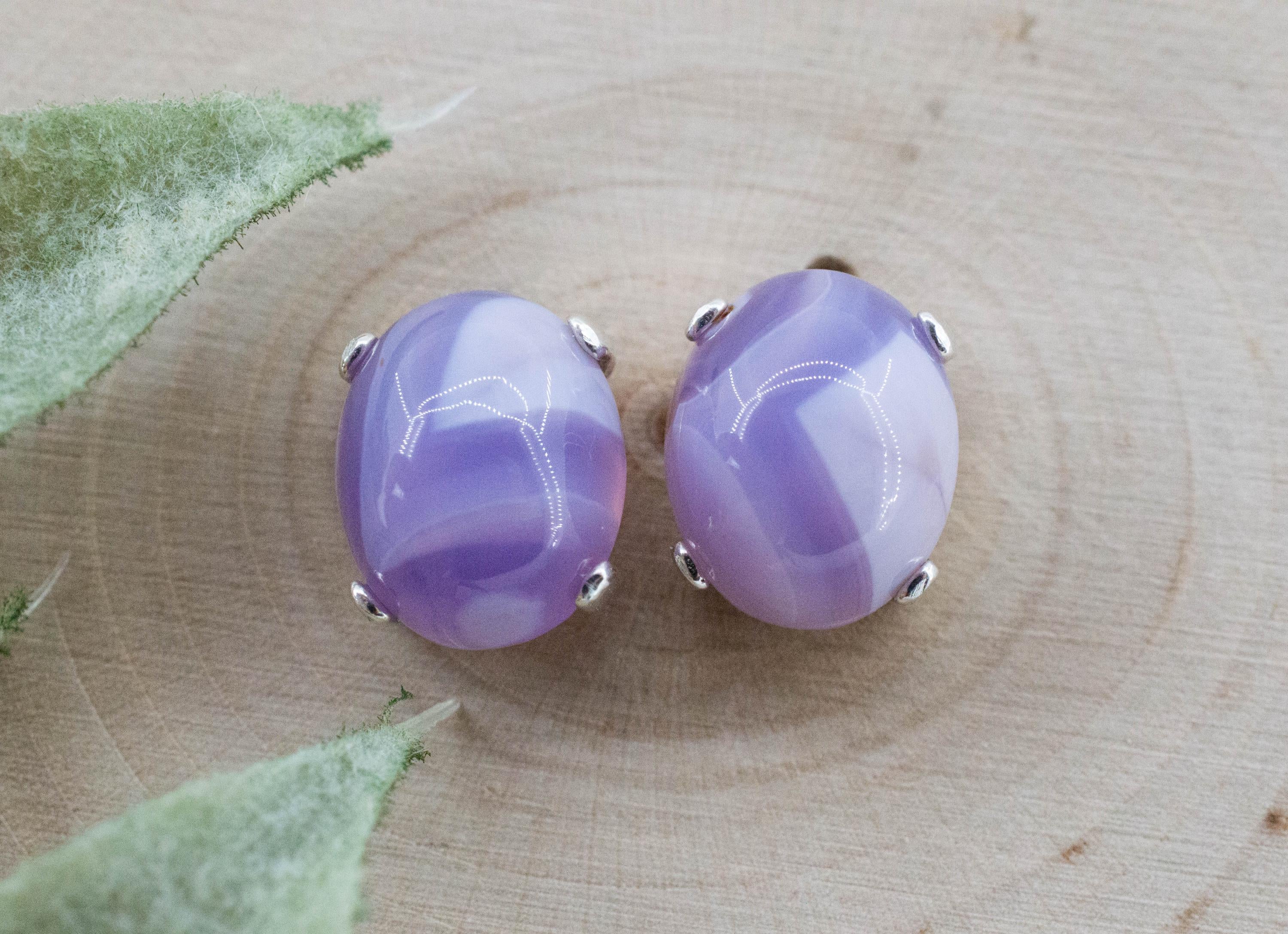 Purple Chalcedony Earrings; Natural Untreated Ethiopia Agate; 6.540cts - Mark Oliver Gems