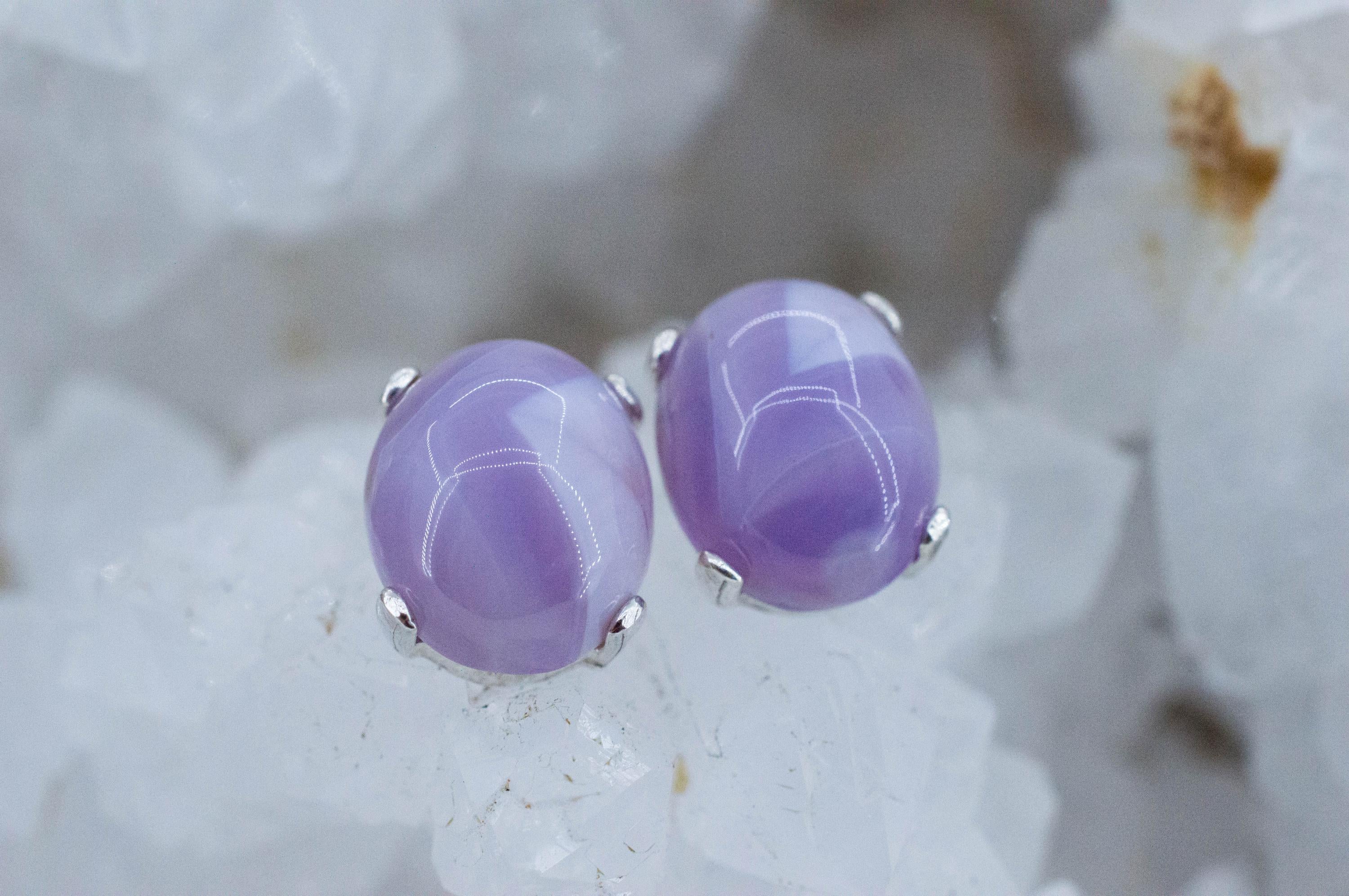 Purple Chalcedony Earrings; Natural Untreated Ethiopia Agate; 6.540cts - Mark Oliver Gems