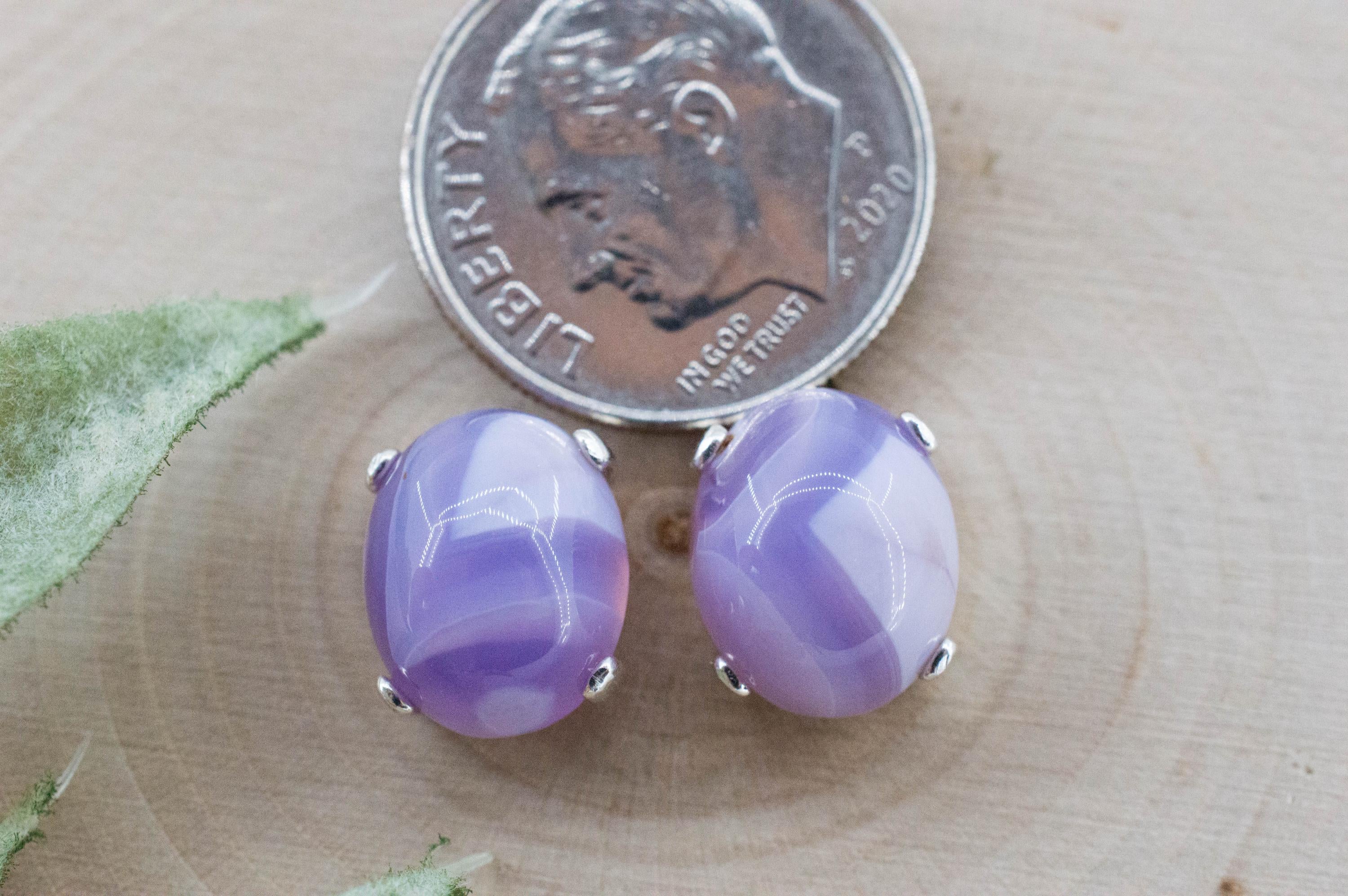 Purple Chalcedony Earrings; Natural Untreated Ethiopia Agate; 6.540cts - Mark Oliver Gems