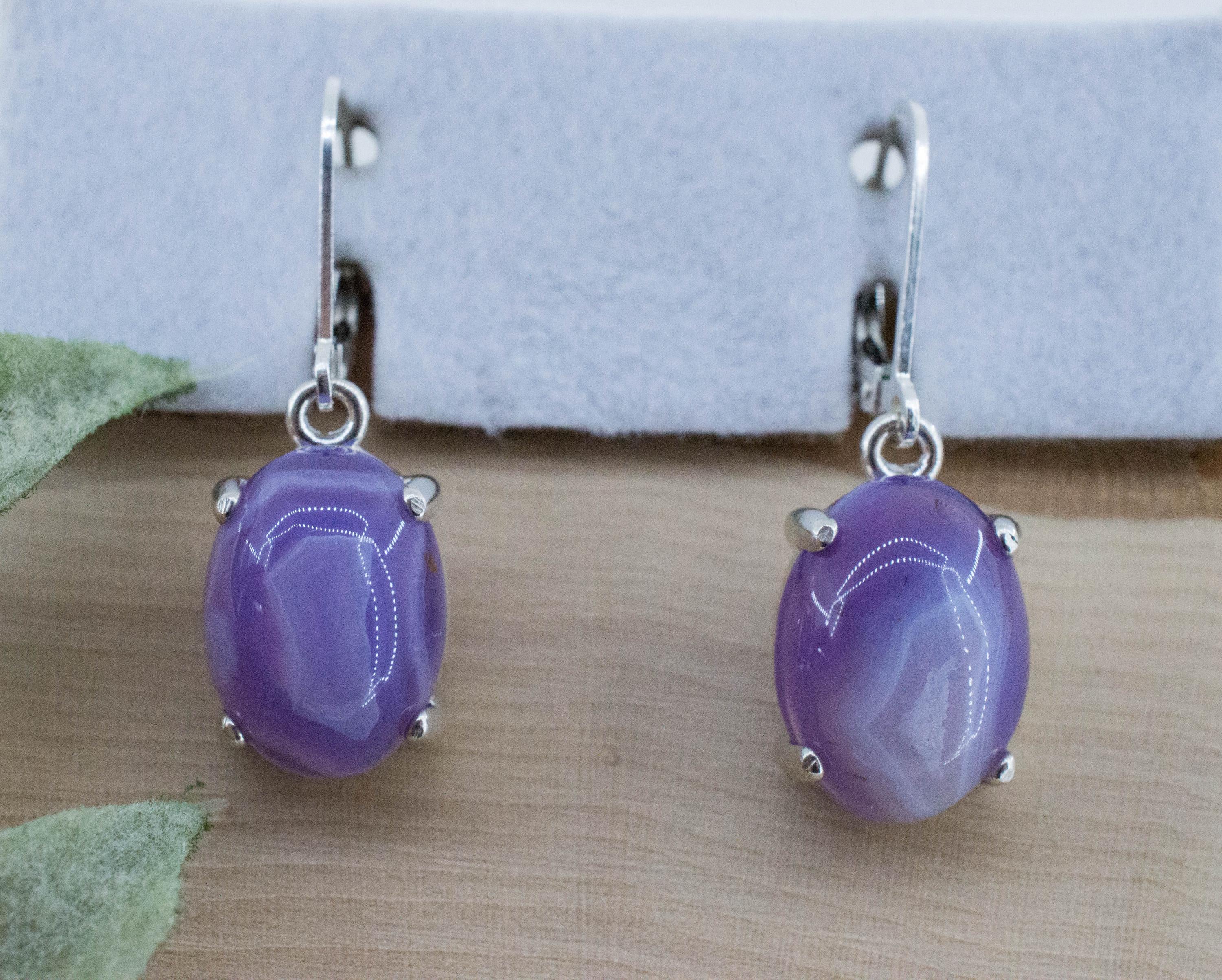 Purple Chalcedony Earrings; Natural Untreated Ethiopia Agate; 11.720cts - Mark Oliver Gems
