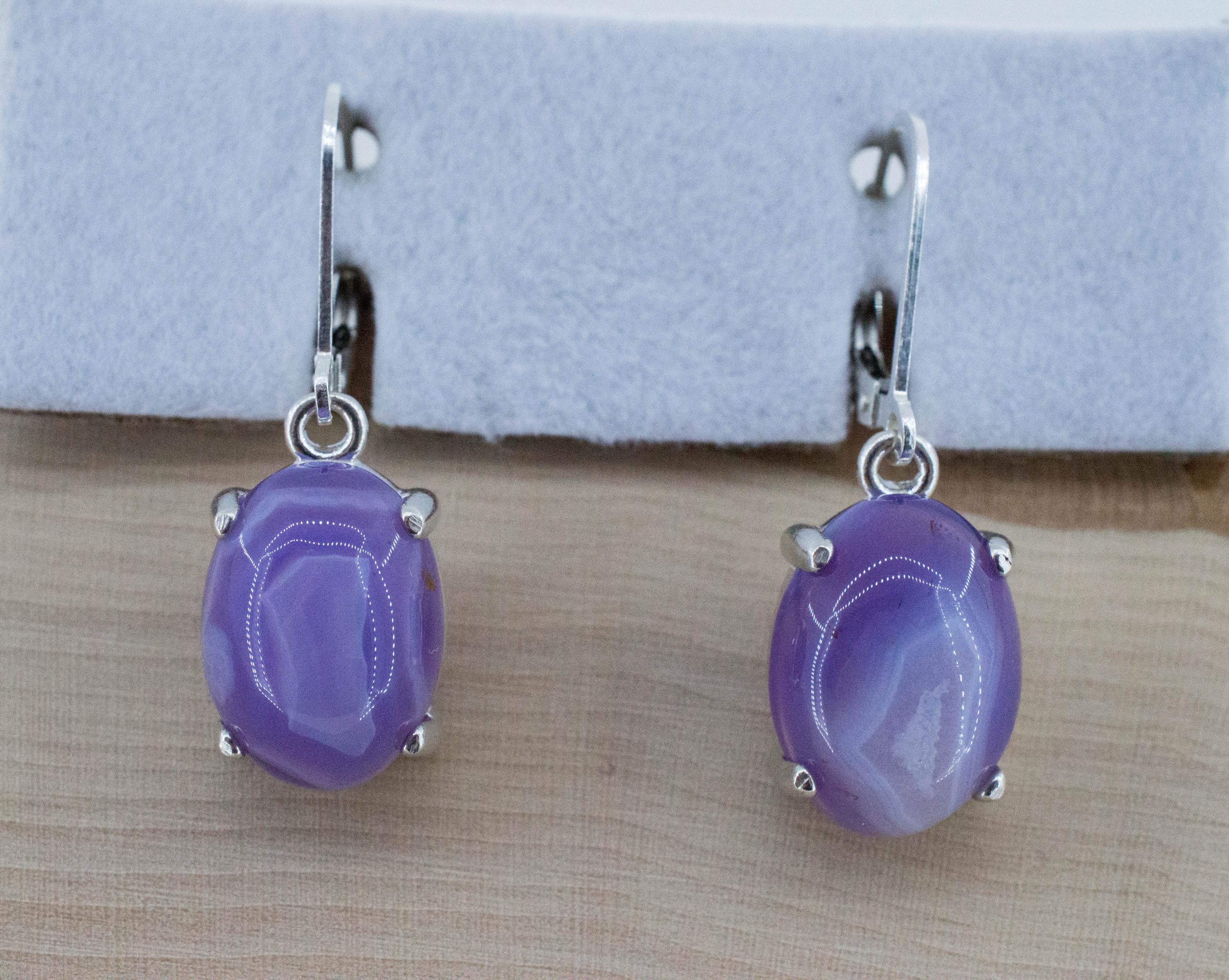 Purple Chalcedony Earrings; Natural Untreated Ethiopia Agate; 11.720cts - Mark Oliver Gems